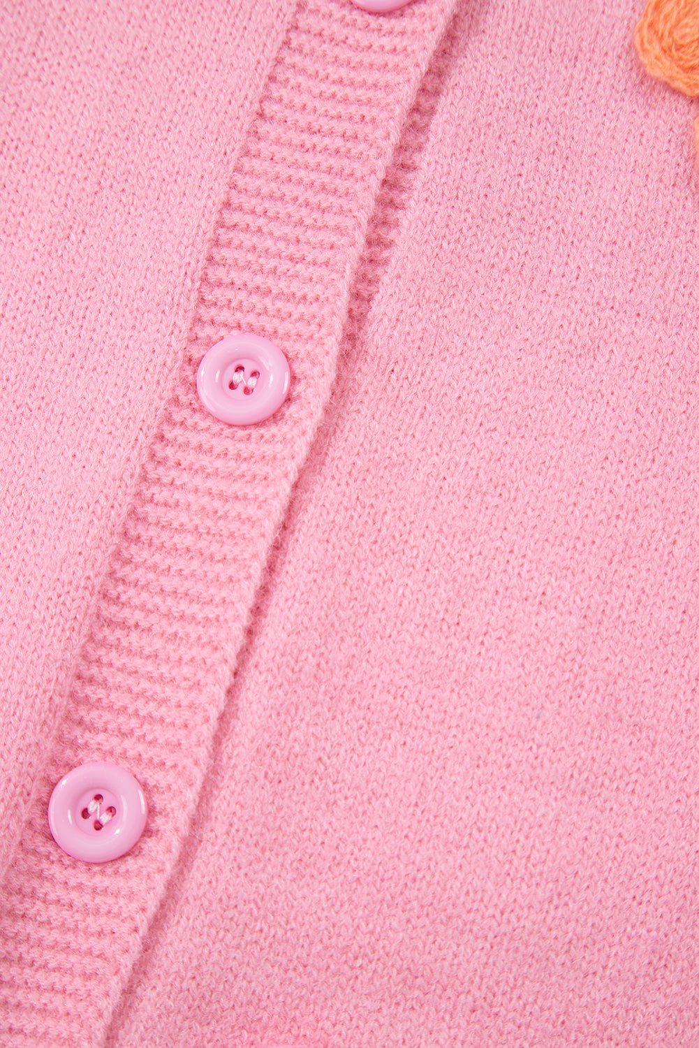 Women's Pink Floral Knit Button-Up Cardigan Cosy & Cute at LivelyLooks