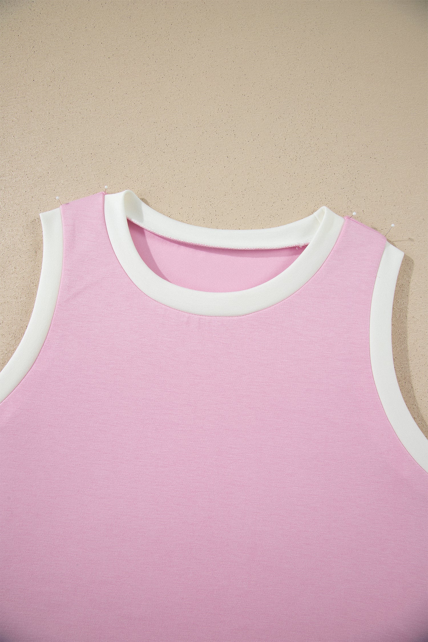 Colourblock Trim Cropped Tank & Wide Leg Trousers Set | Pink & Sky Blue | Sizes 8-22