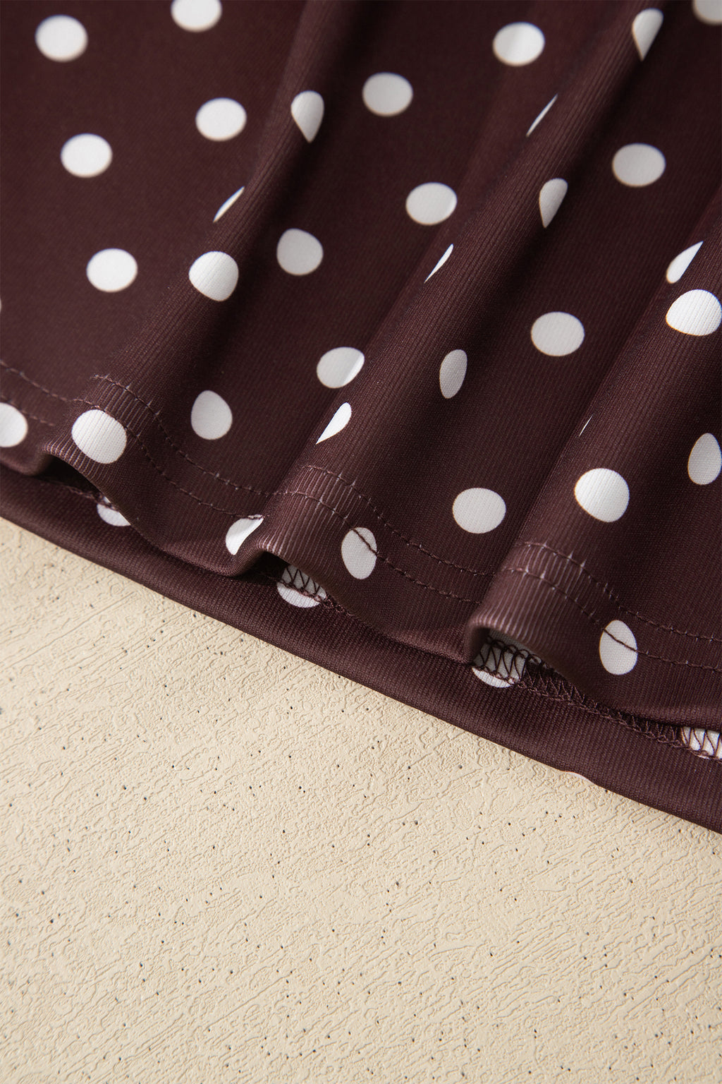 Polka Dot Halter Co-ord Short Set Drawstring Elastic Waist | Brown & Pink