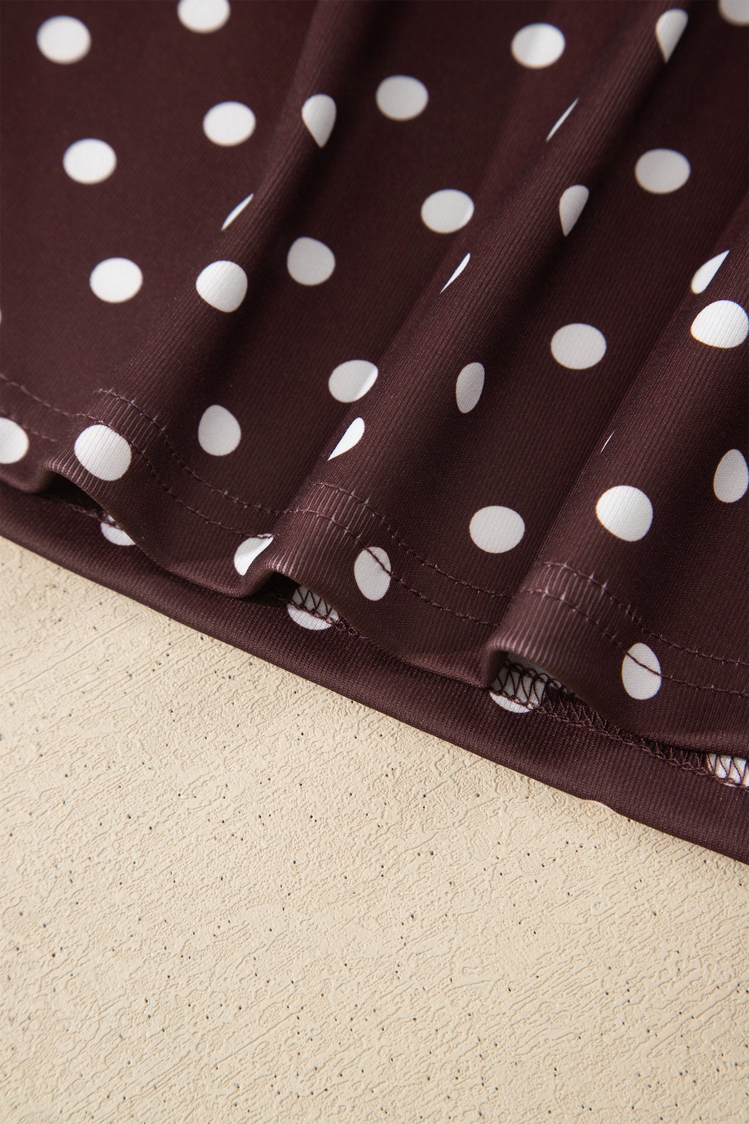 Polka Dot Halter Co-ord Short Set Drawstring Elastic Waist | Brown & Pink