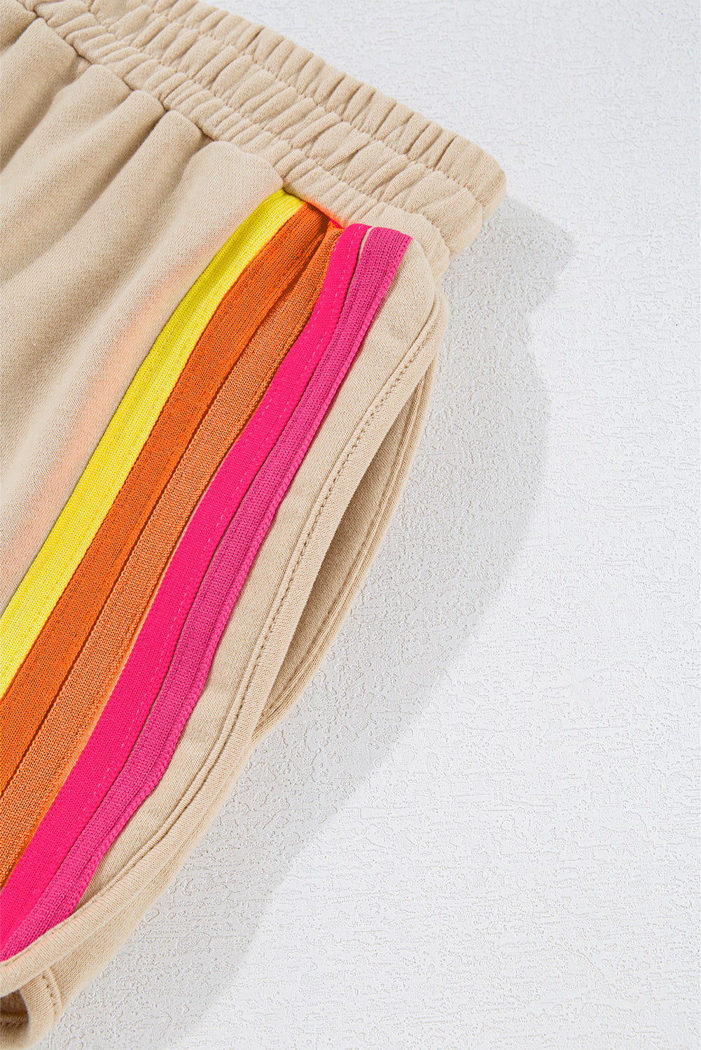 Striped Accent Pullover and Shorts Two Piece Co-ord Set Casual Summer Loungewear