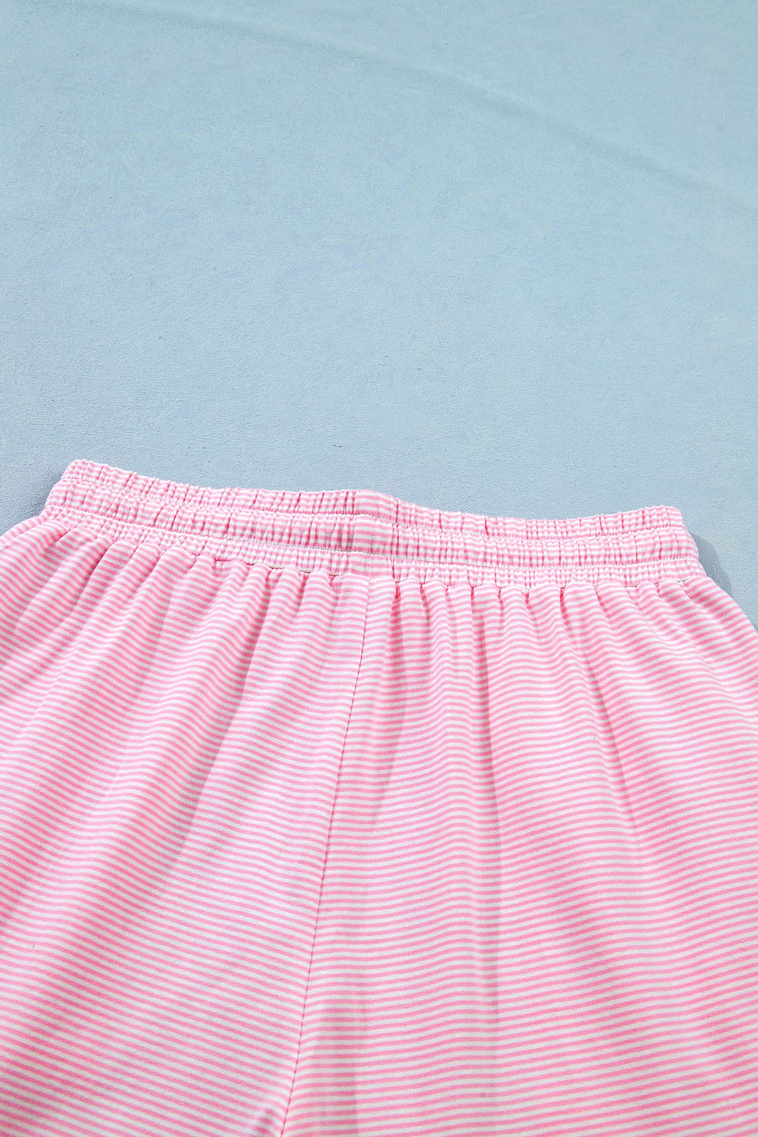 Pink Stripe Matching Oversized Tee & Drawstring Shorts Co-ord Set