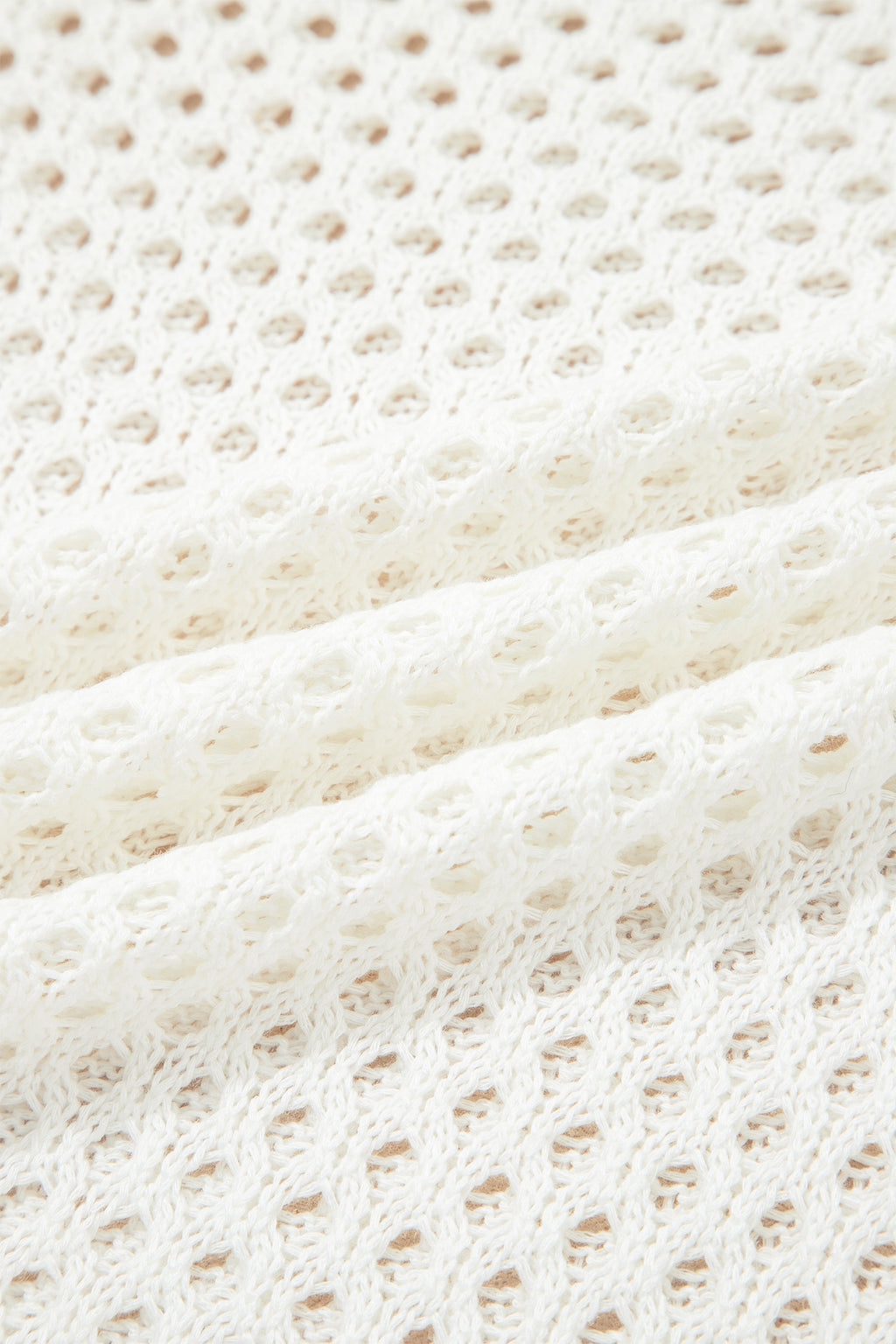 LivelyLooks Yellow Cream Scalloped Trim Hollow Out Knit Long Sleeve Top women's fashion