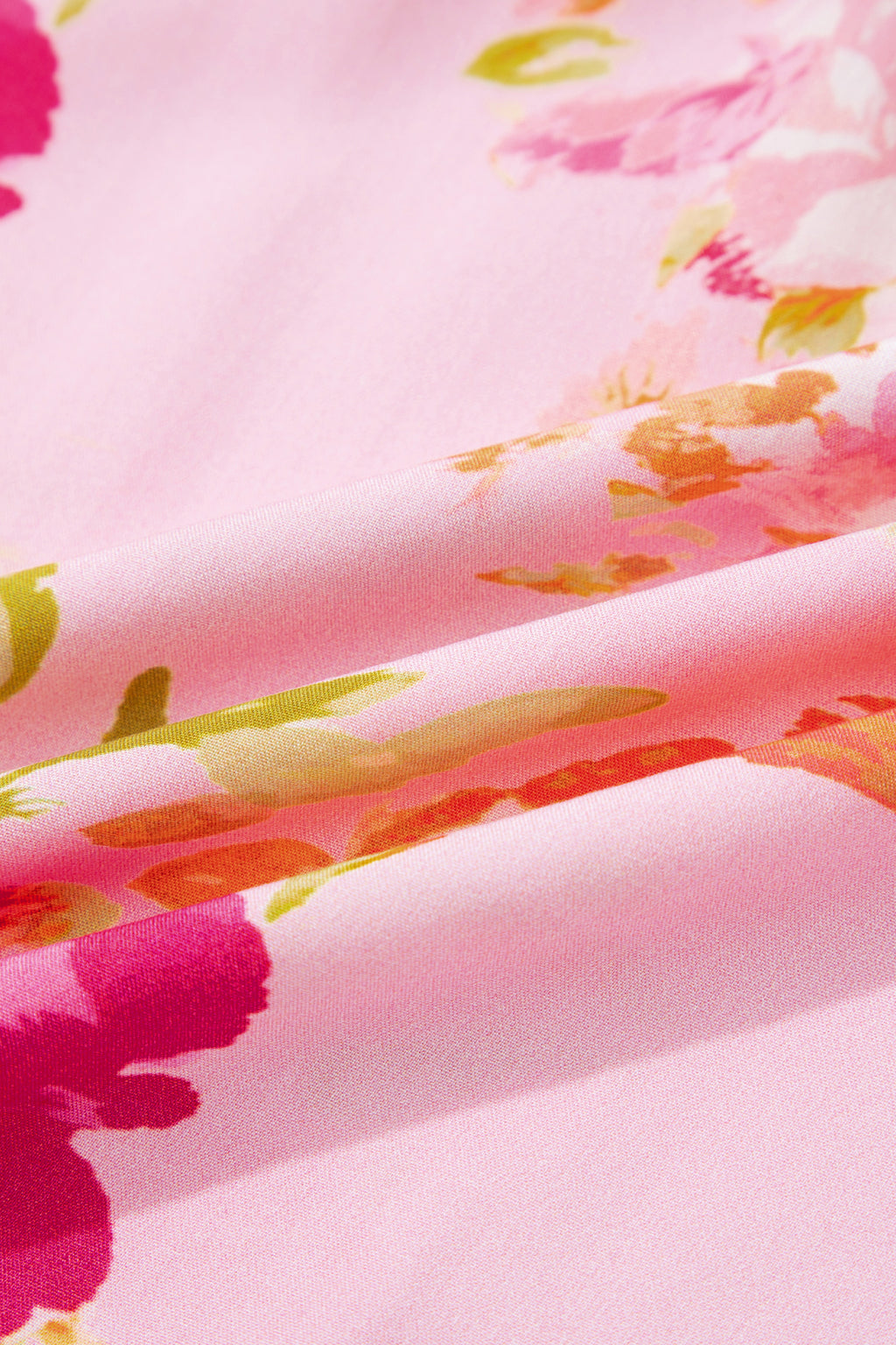Shop Pink Floral Print Tie Neck Puffy Half Sleeve Blouse at LivelyLooks