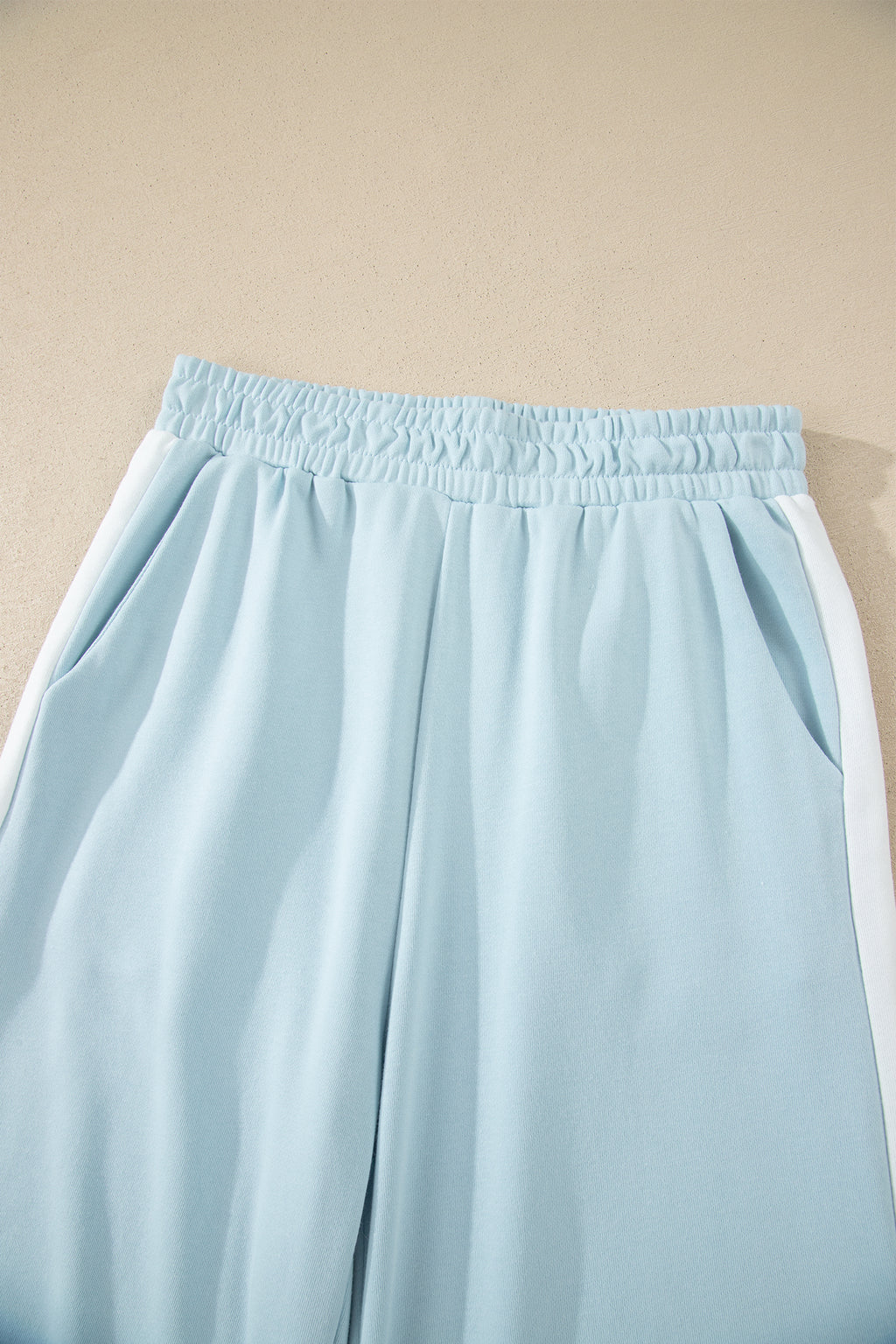 Mist Blue Contrast Trim Pocketed Boxy Tank Top & Wide Leg Pant Set | UK 8–22