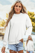 Carrot Oversized Reversible Sweatshirt Drop Shoulder Mock Neck Women S-XL