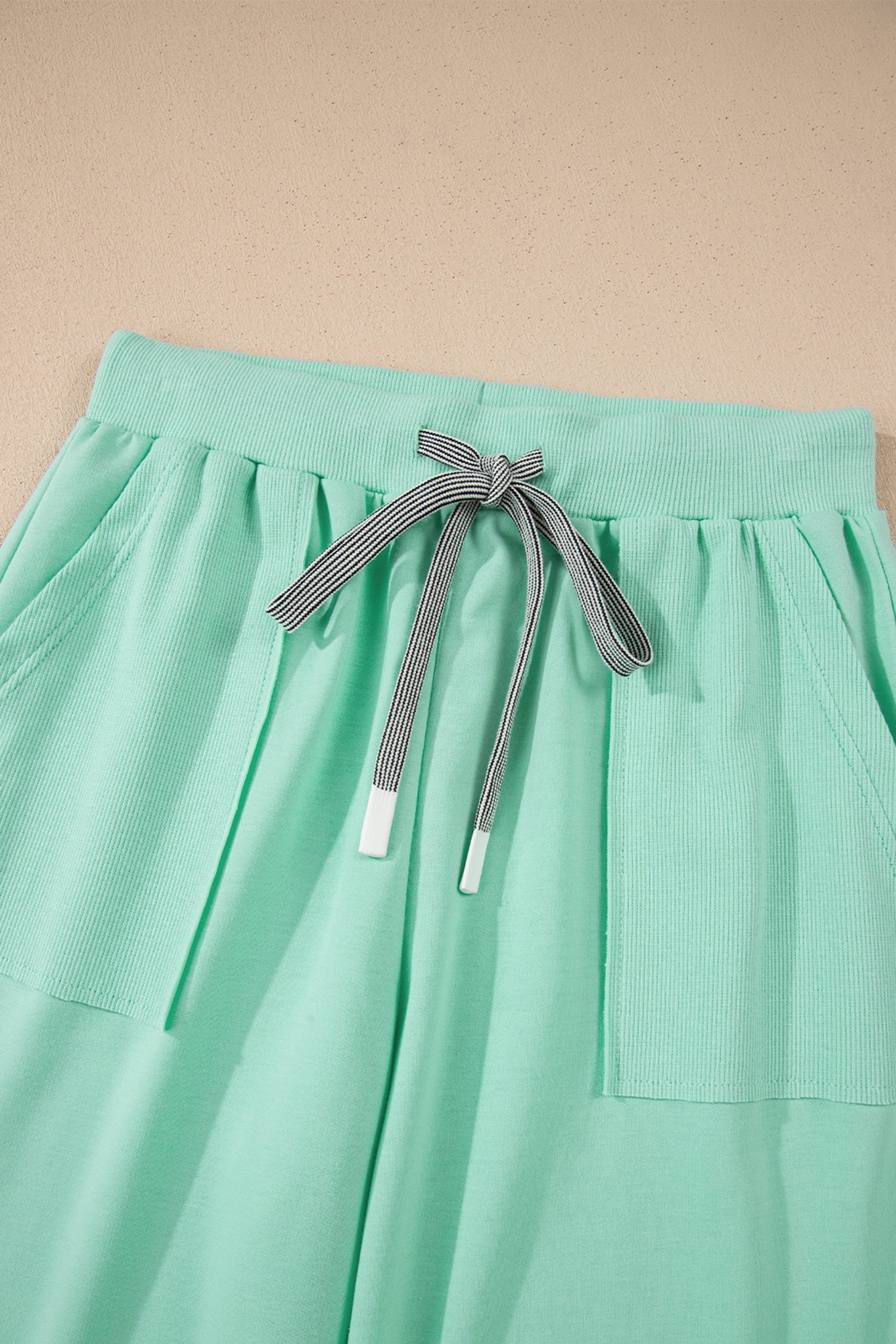 V-Neck Tee & Drawstring Pant Set | Apricot Pink, Mint Green, Bonbon & Beau Blue