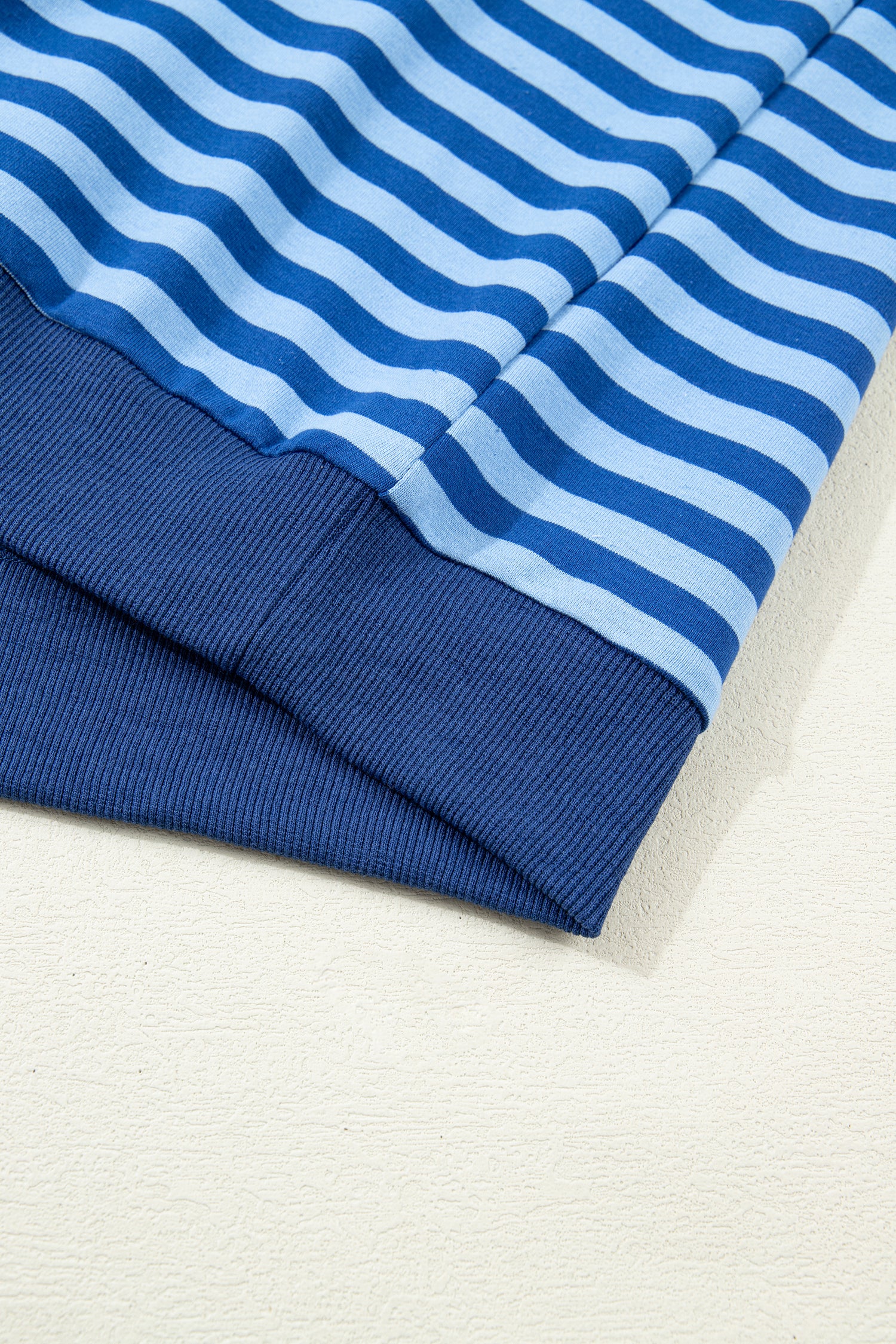 Blue Stripe Drop Shoulder Pullover & Elastic Waist Shorts Set