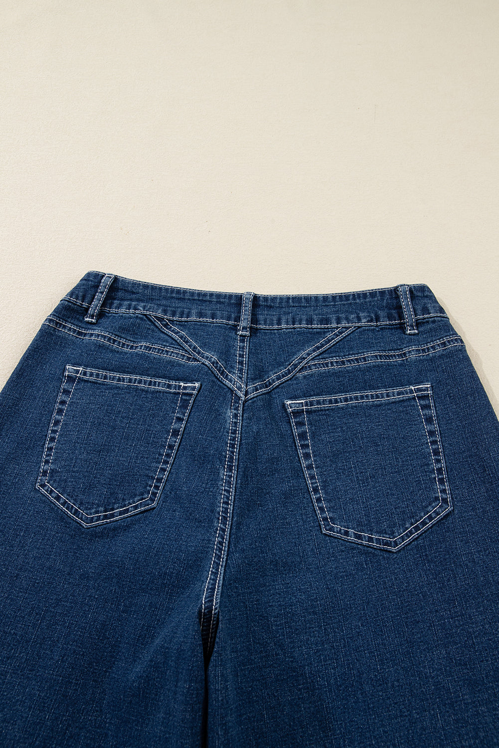 Sail Blue Loose Cuffed Jeans Stitched Waist Detail Women UK 4-16