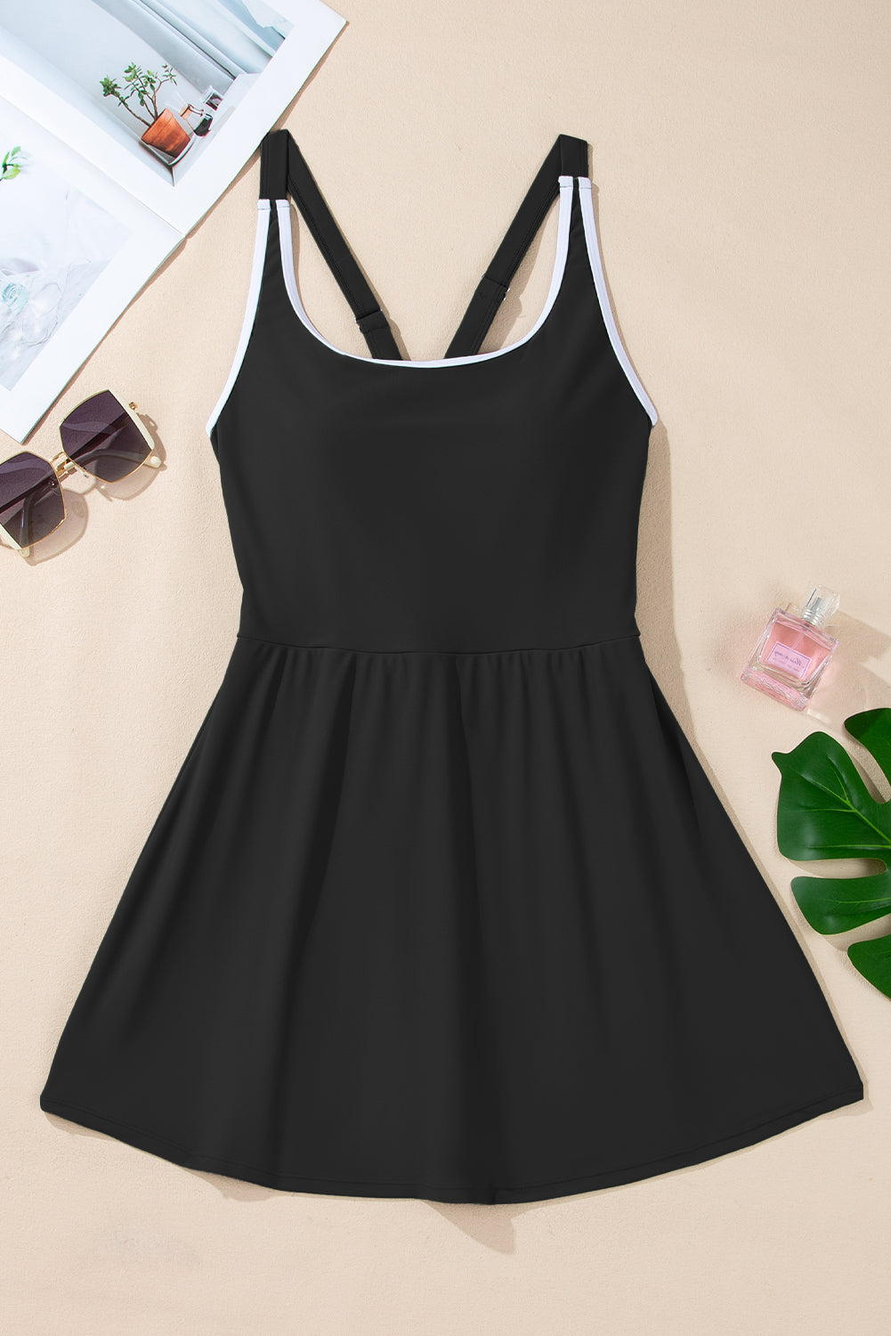 LivelyLooks Women's Ruffled High Waist Swim Dress Contrast Edge One Piece S-2XL women's fashion