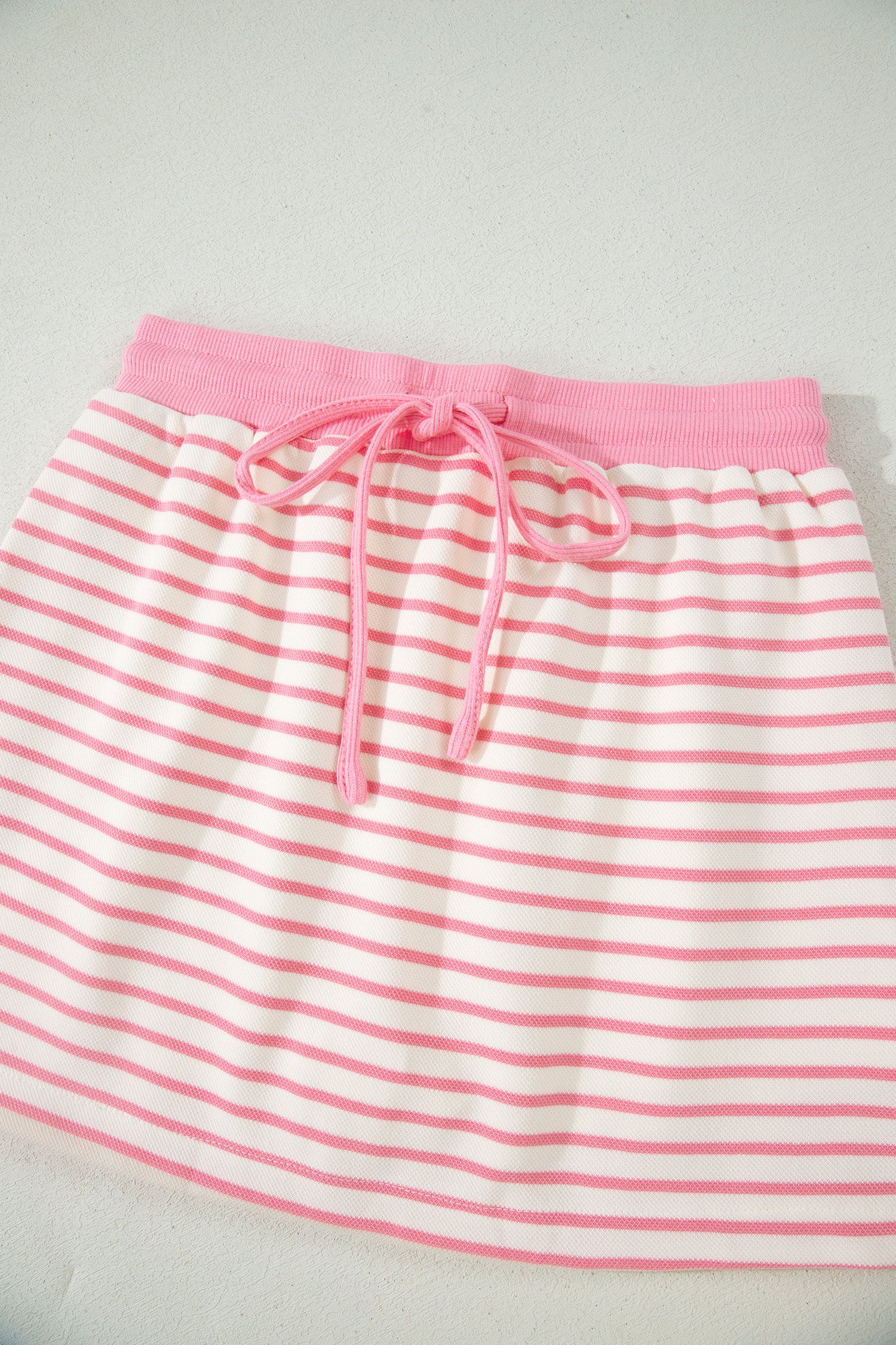 Striped Polo Tee & Drawstring Skort Set – Pink