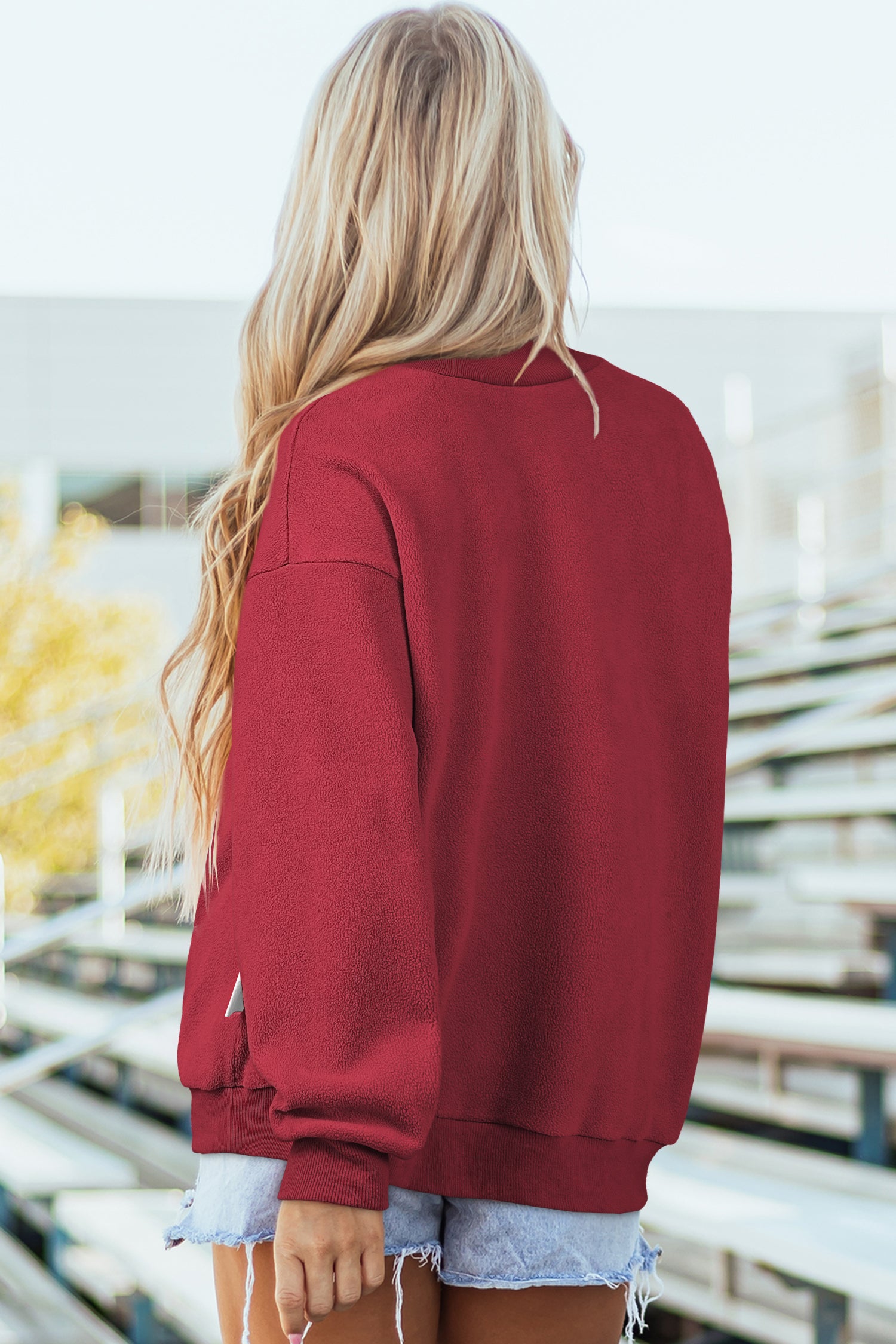 Carrot Oversized Reversible Sweatshirt Drop Shoulder Mock Neck Women S-XL