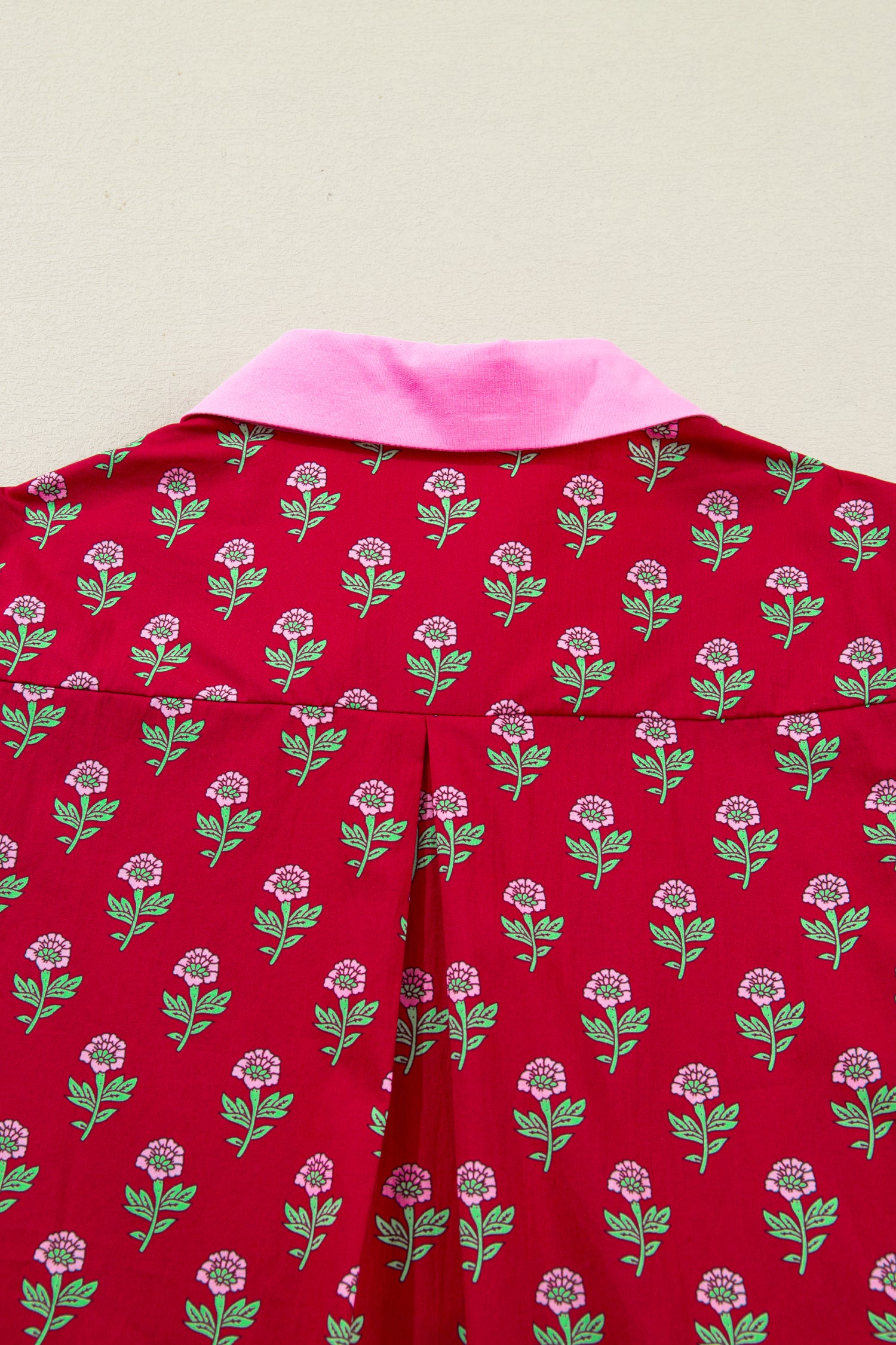 Red Floral Print Mini Dress Contrast V Neck Short Bubble Sleeve Women S-XL