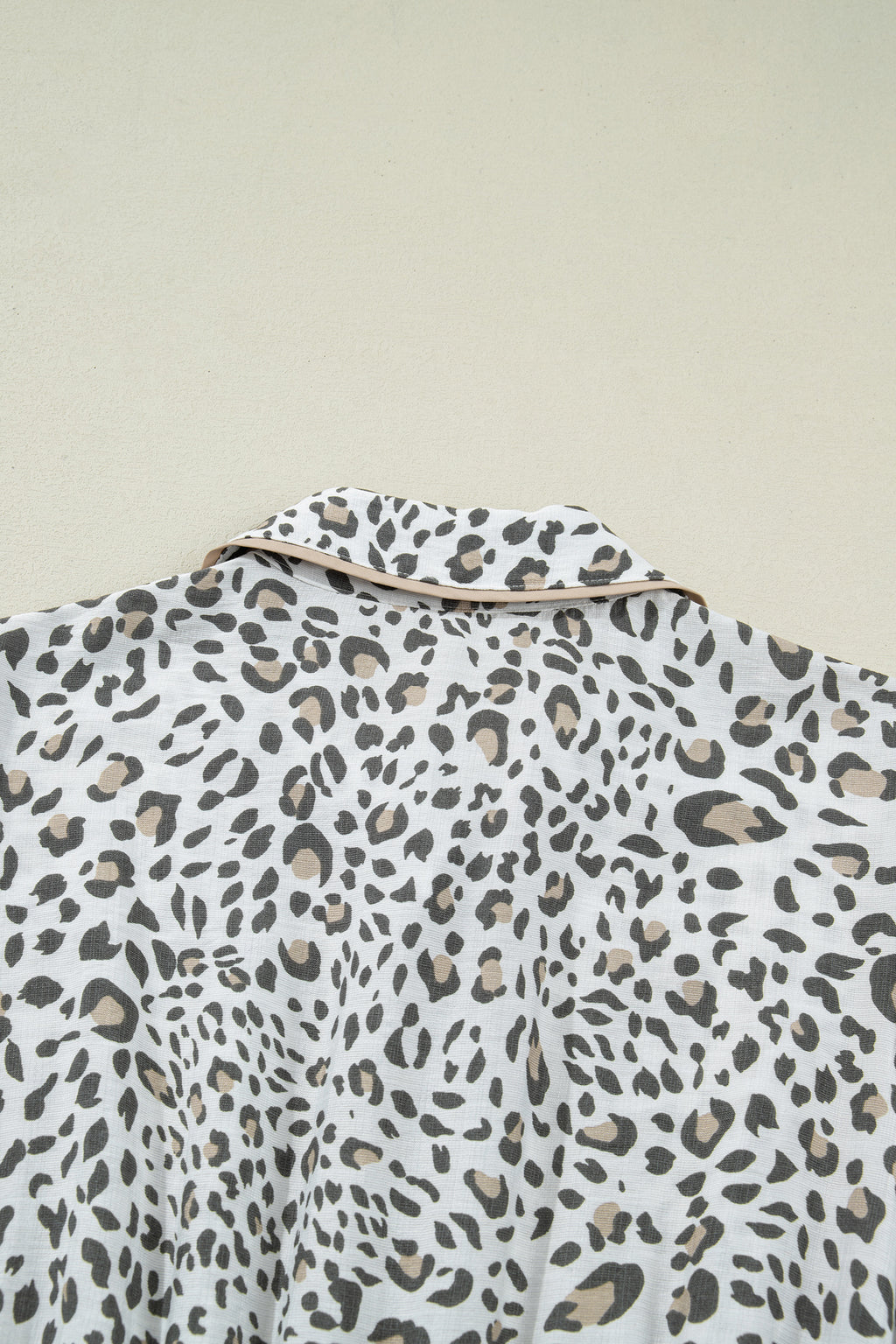 LivelyLooks White Leopard Contrast Trim Button Front Short Puff Sleeve Long Dress Maxi Sundress women's fashion
