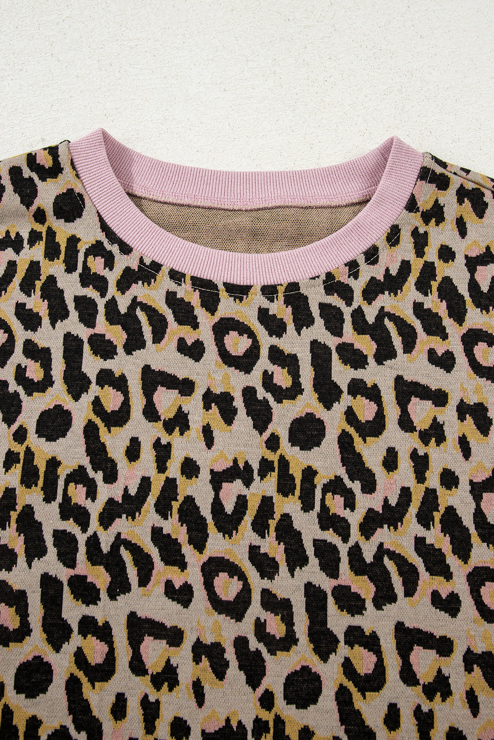 Women's Pink Leopard Print Long Sleeve Pullover & Shorts Set Women's S-XL at LivelyLooks