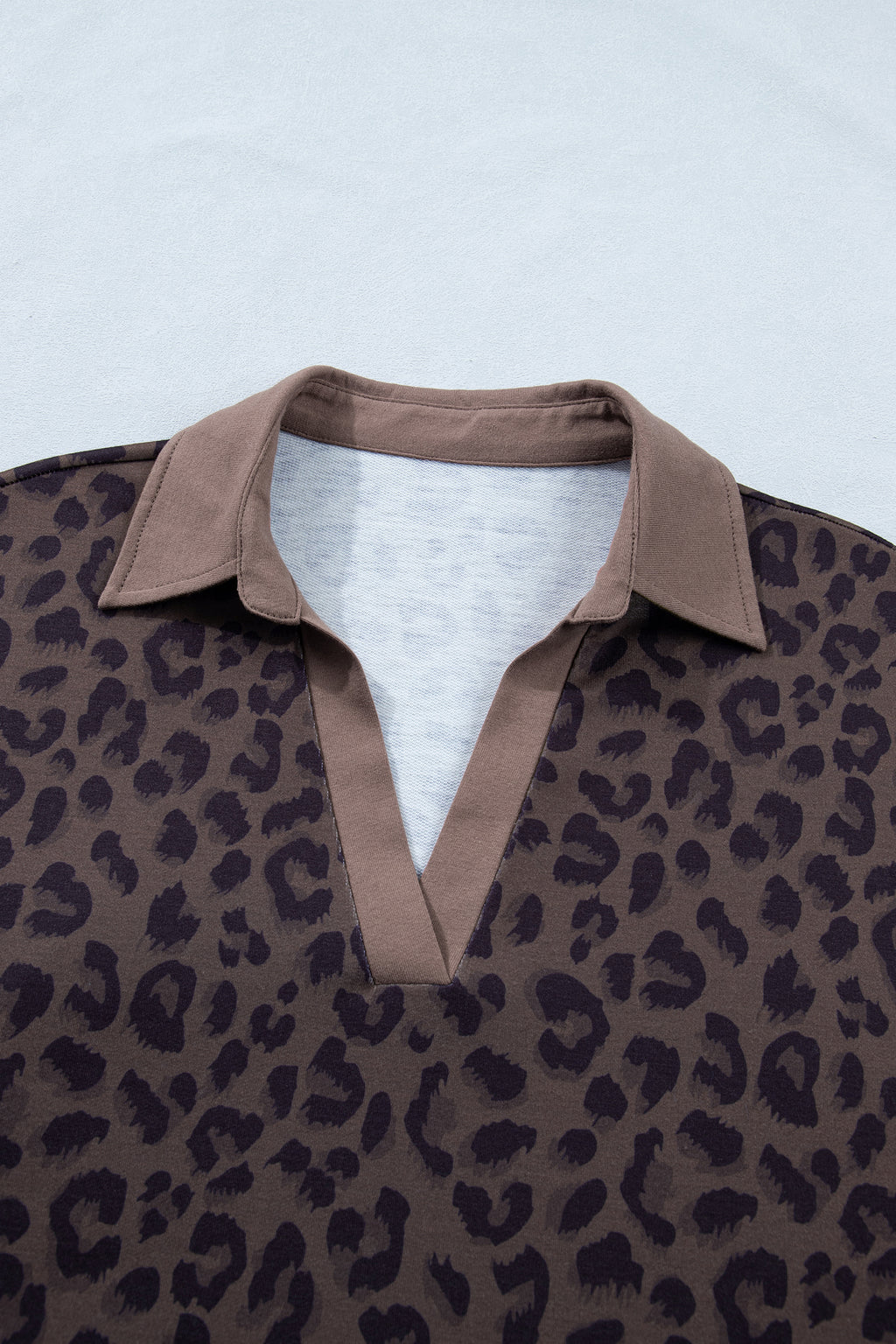 Leopard Print V-Neck Collar 2pcs Short Set | Rose, Khaki & Brown