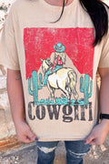 Shop Khaki Cowgirl Rodeo Graphic Western Fashion Tee S-3XL at LivelyLooks