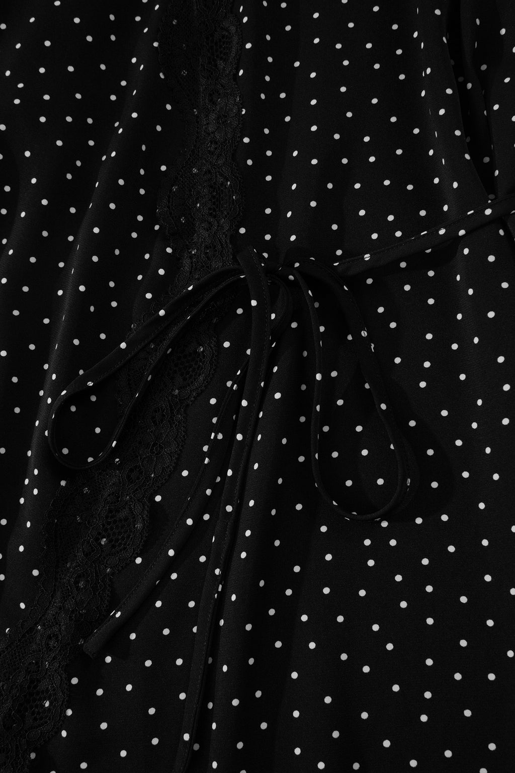 Women's Black Polka Dot Lace Trim Wrap Mini Dress | UK Sizes 8-20 at LivelyLooks