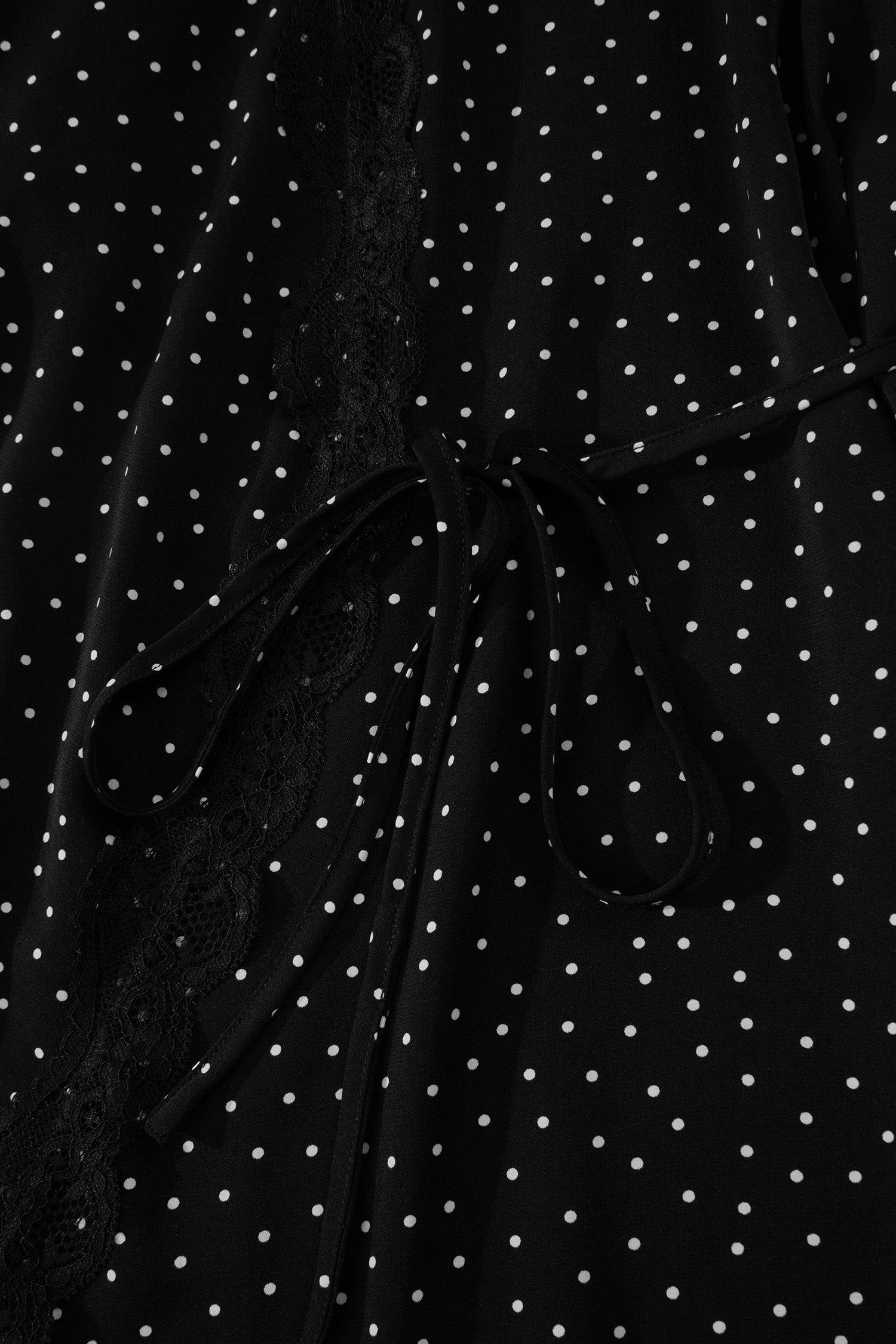 Women's Black Polka Dot Lace Trim Wrap Mini Dress | UK Sizes 8-20 at LivelyLooks