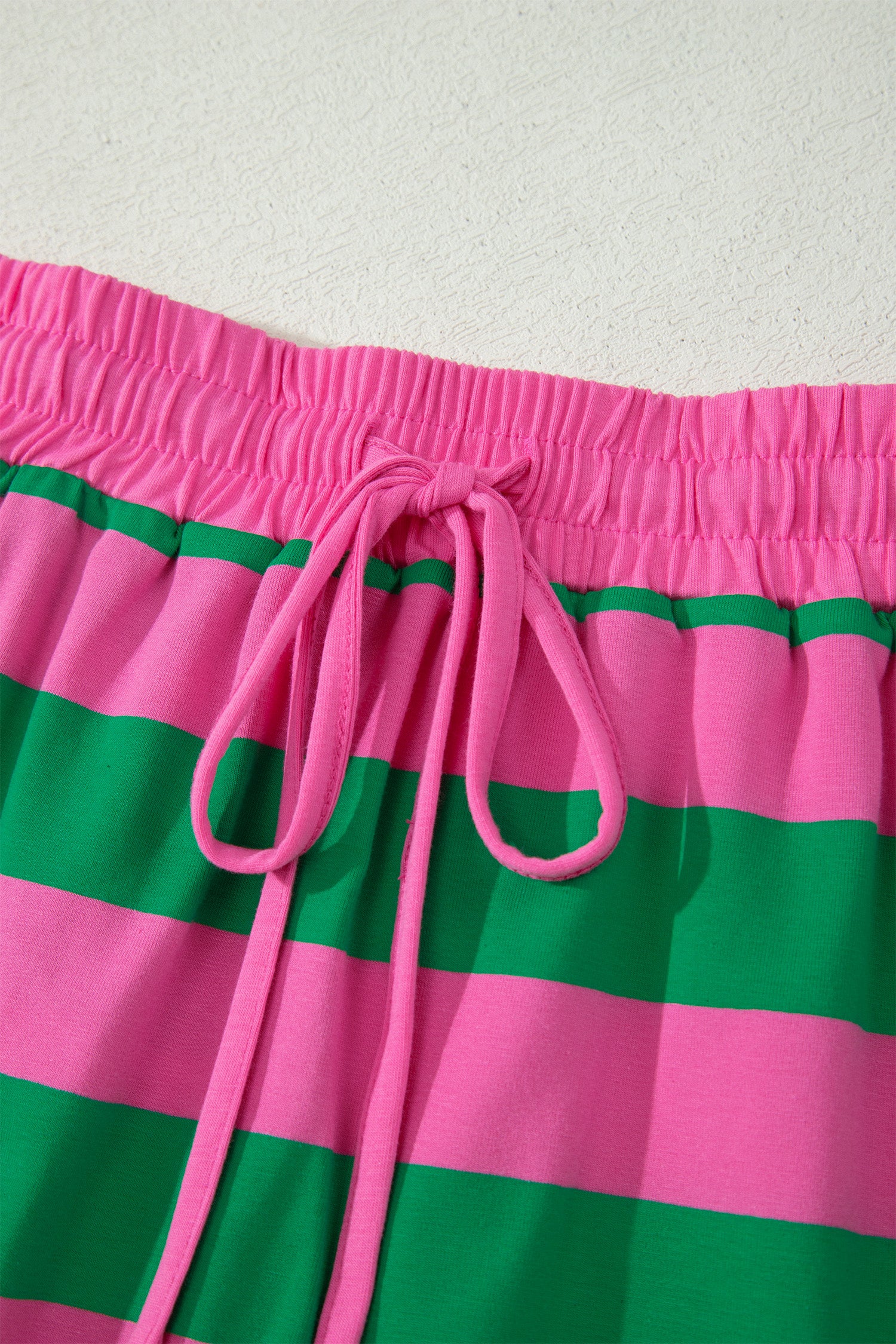Striped Dolman Tee & Drawstring Skort Set – Pink, Rose & Yellow