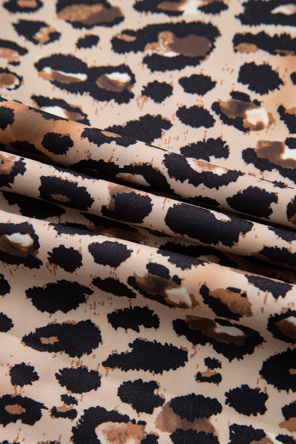 Women's Brown Stripe Contrast Leopard Patchwork Long Shirt Dress with Slits at LivelyLooks