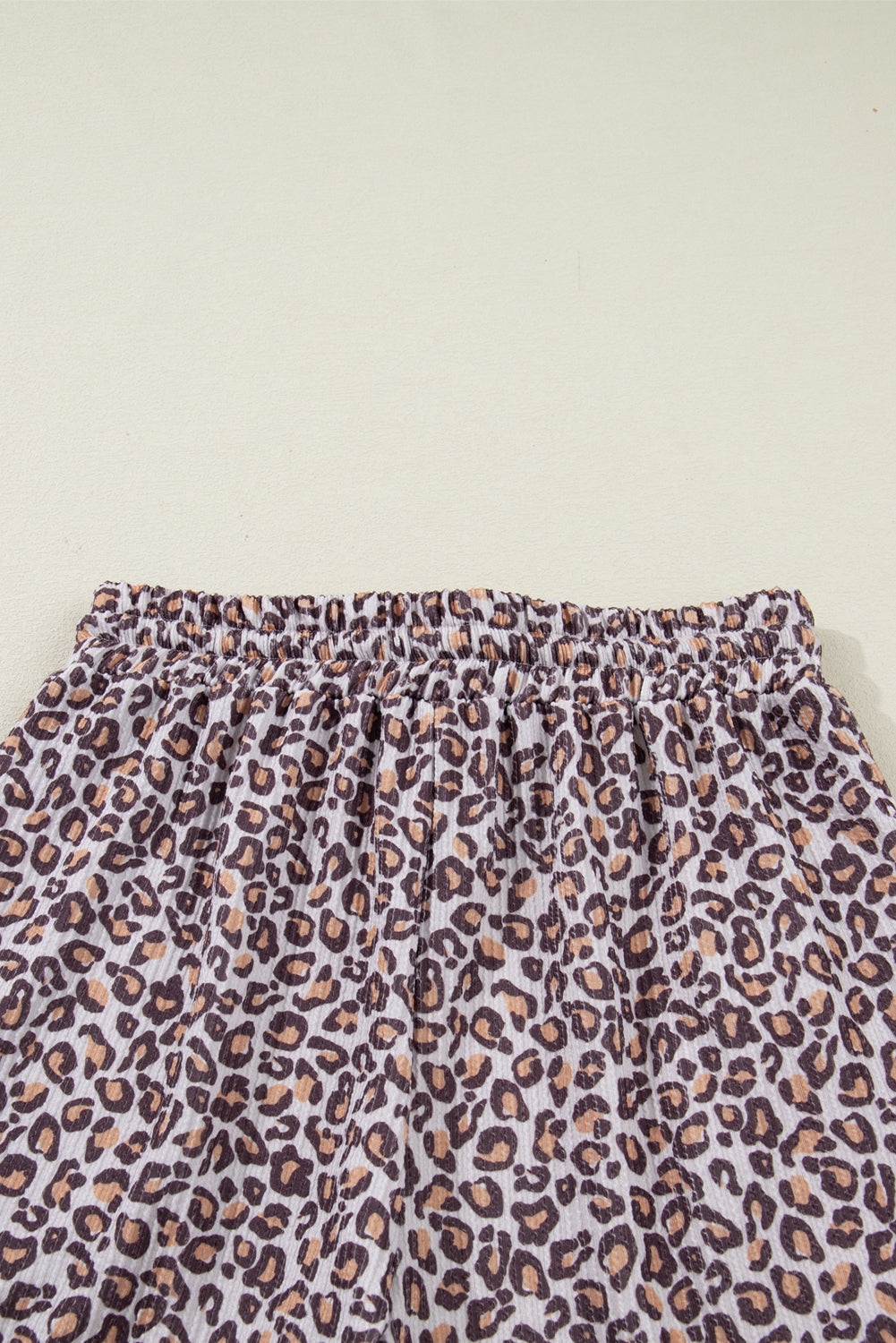 Khaki Leopard Ribbed Long Sleeve Top & Drawstring Shorts Set | UK 8–22