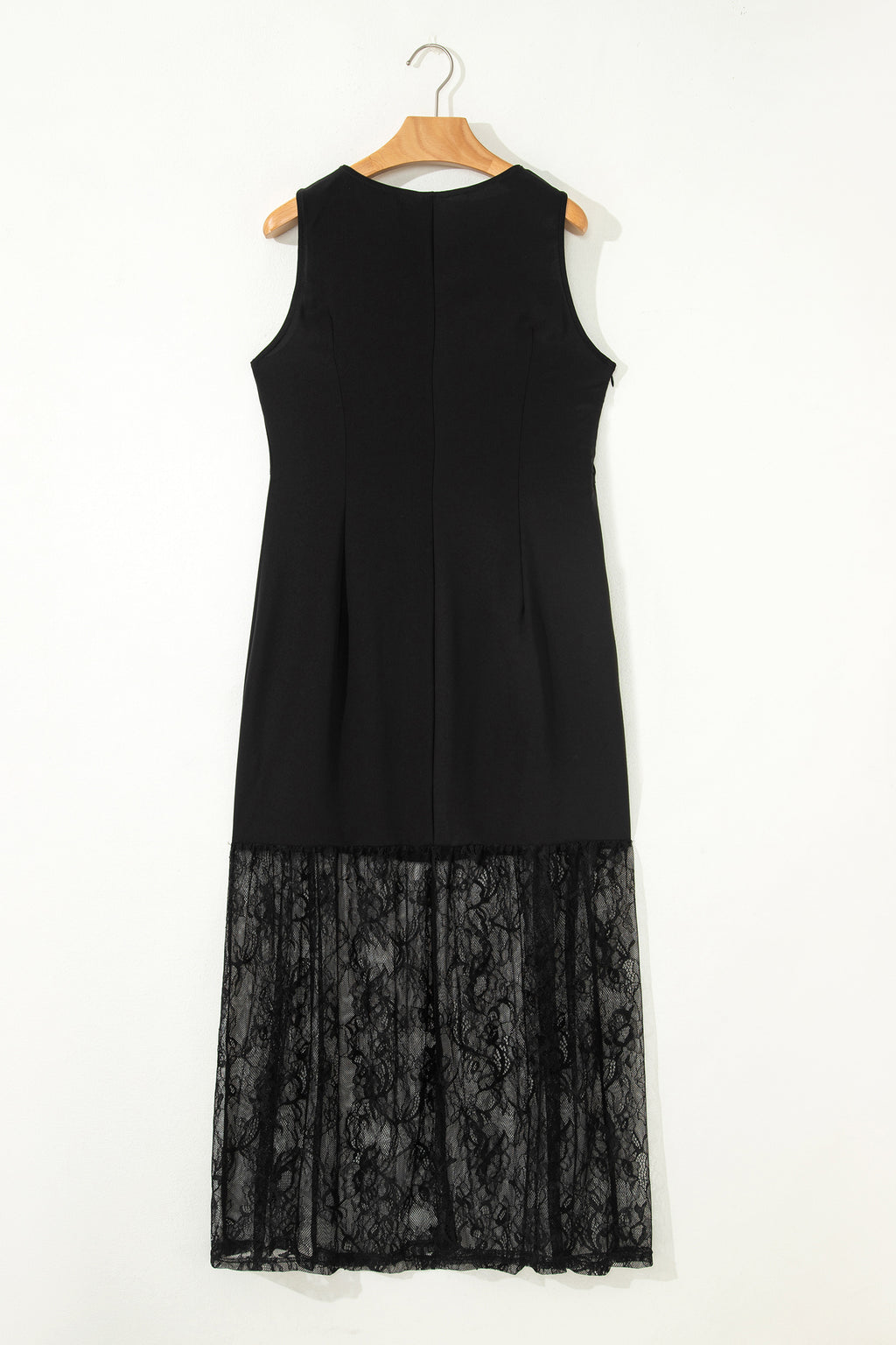Black Sleeveless Sheer Floral Lace Patchwork Maxi Dress Women S-XL