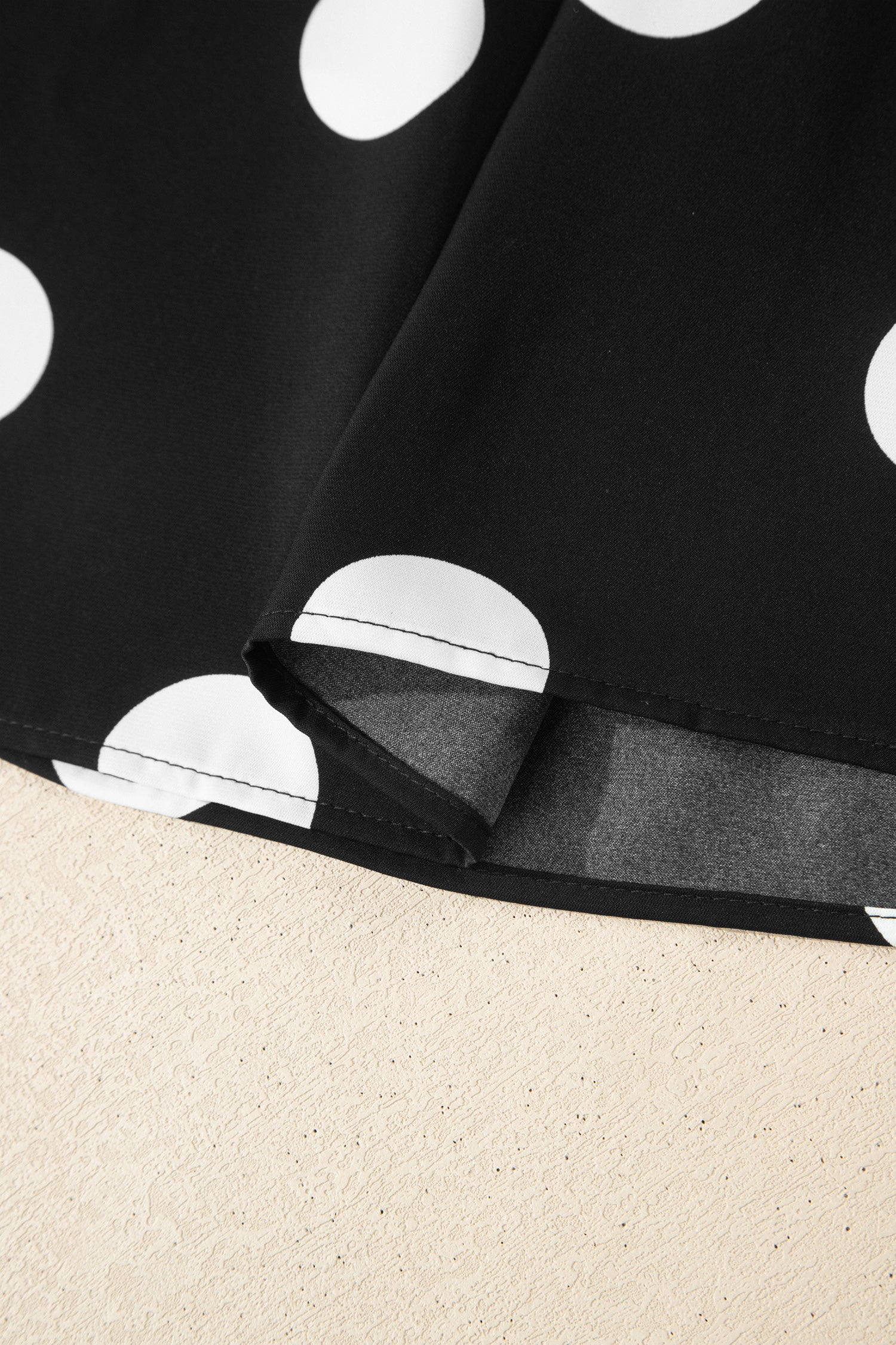 Black Polka Dot Pleated Tank & Wide Leg Trousers Two-Piece Outfit