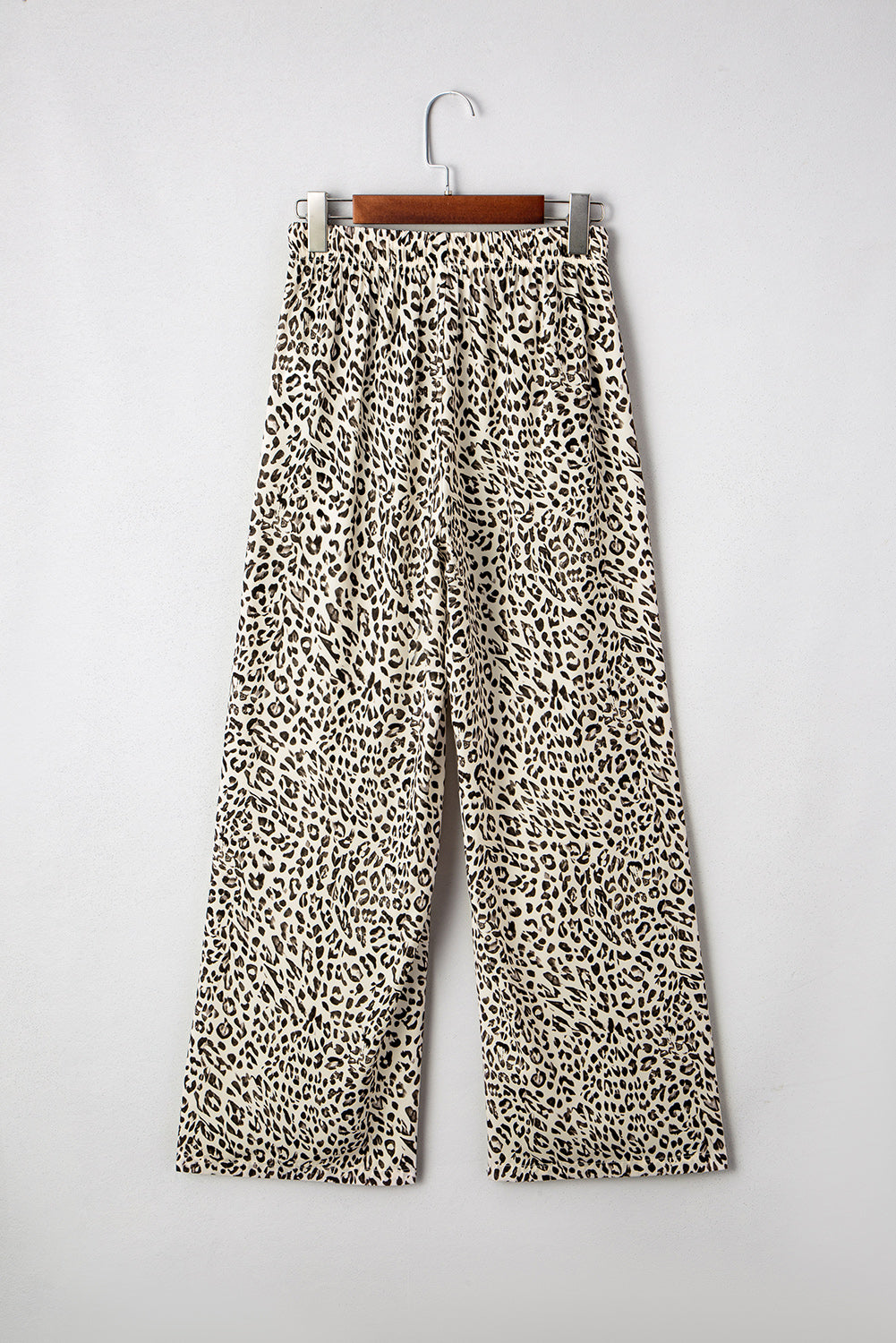 Leopard Print Drawstring Elastic Waist Loose Trousers | Brown & Khaki