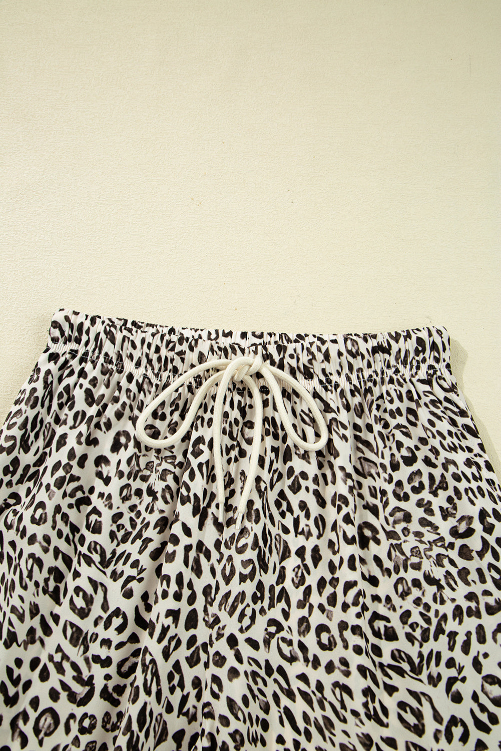 Leopard Print Drawstring Elastic Waist Loose Trousers | Brown & Khaki