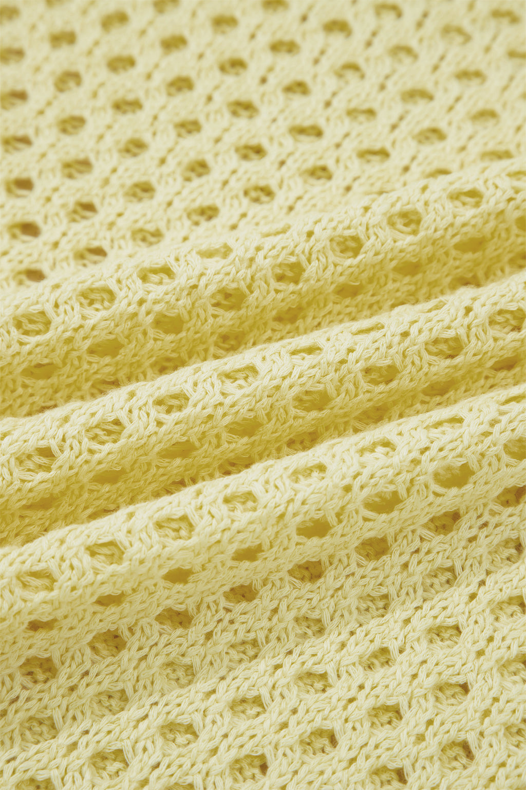 LivelyLooks Yellow Cream Scalloped Trim Hollow Out Knit Long Sleeve Top women's fashion