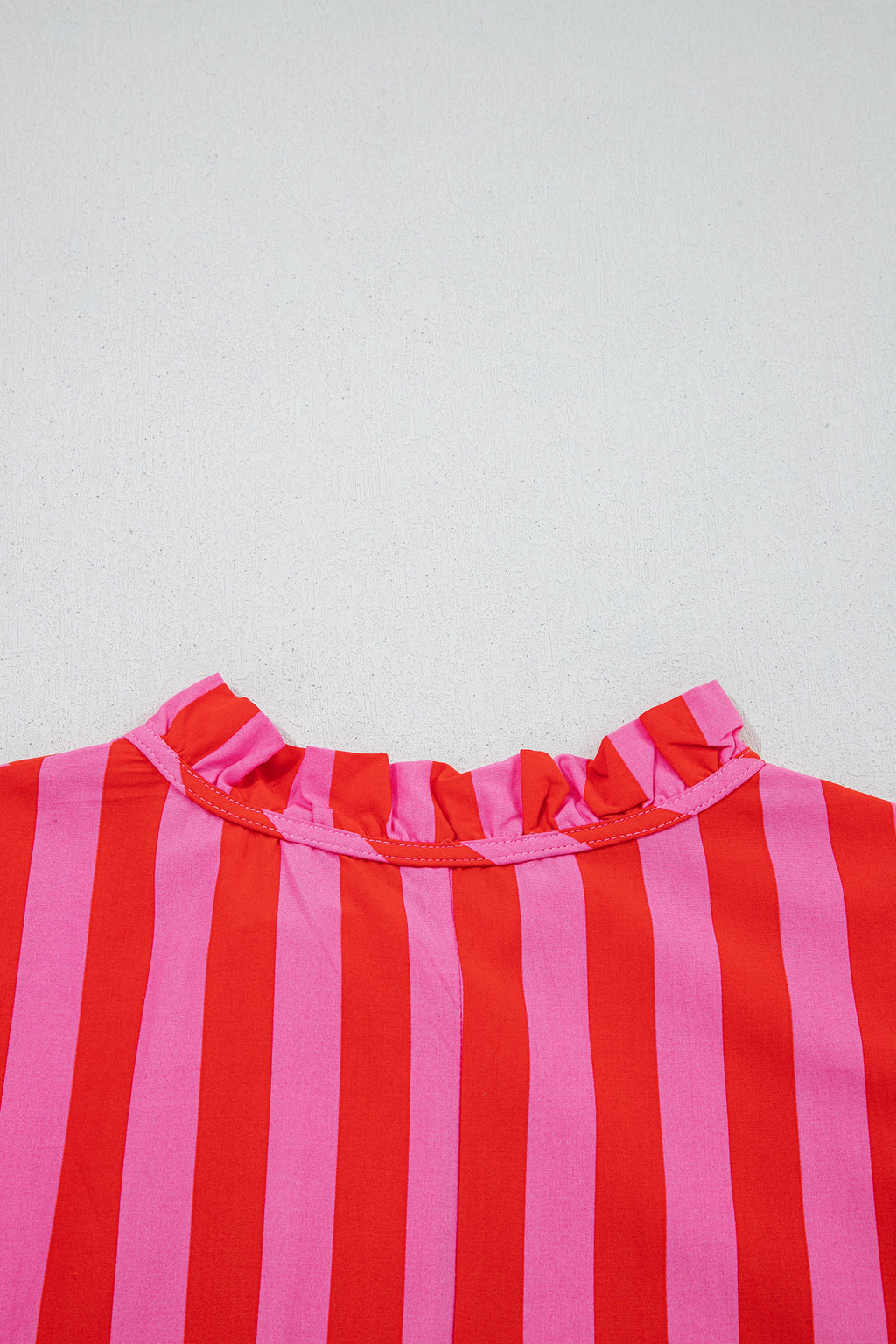 Striped Puff Sleeve Mini Dress | Half Button Loose Fit | Red & Yellow