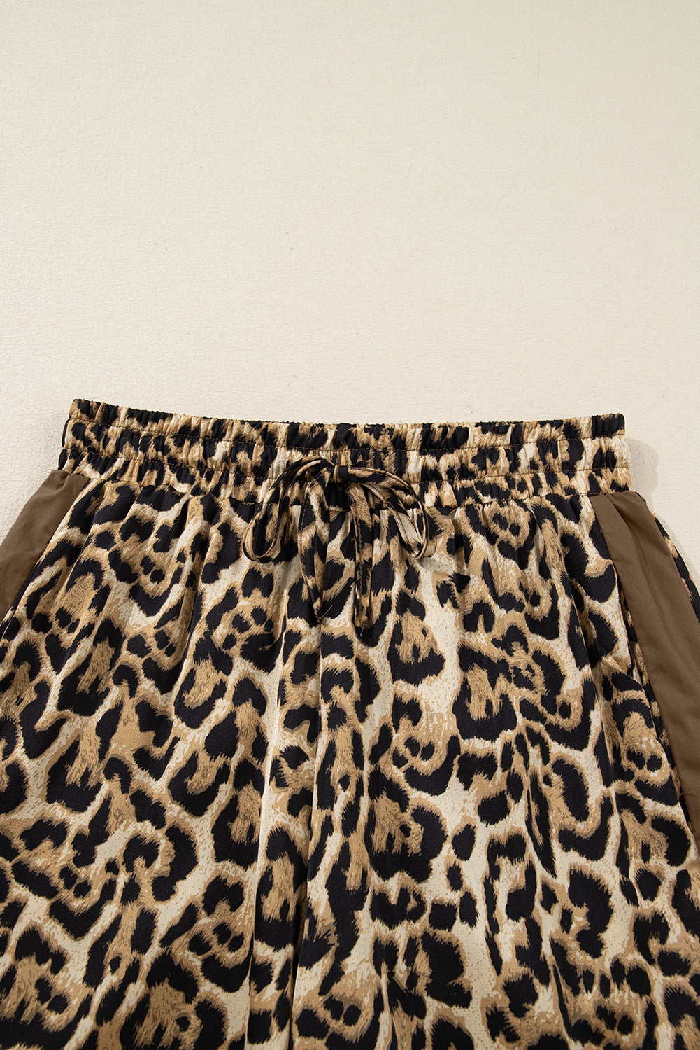 Brown Leopard Collared 3/4 Sleeve Shirt & Loose Pants Two Piece Set | UK 8–22