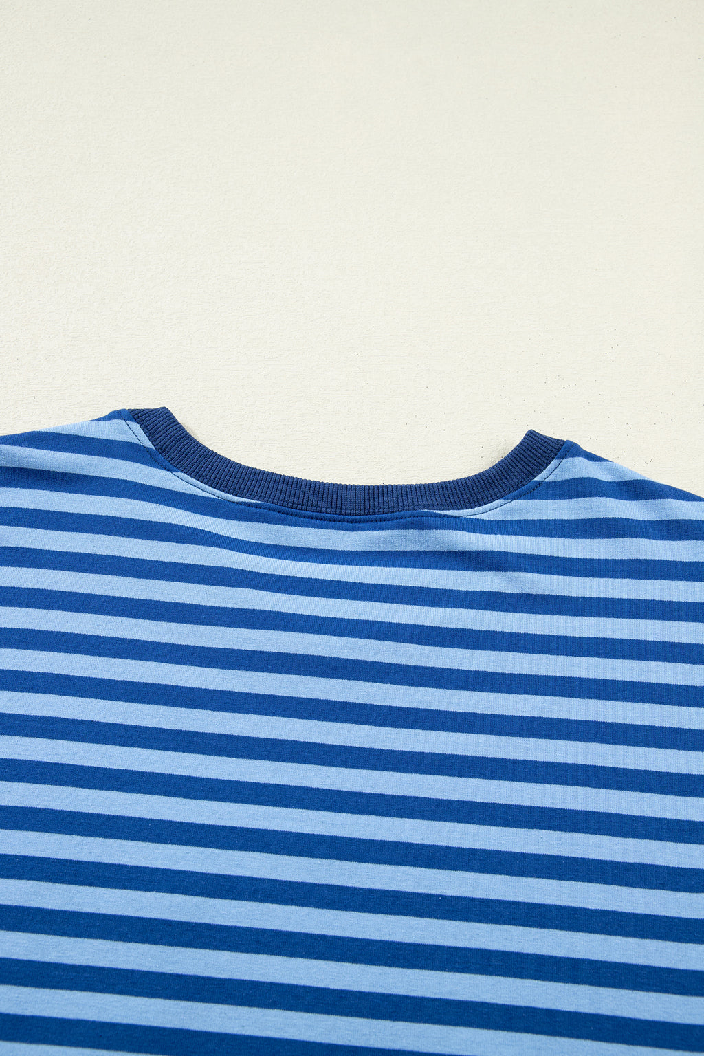 Blue Stripe Drop Shoulder Pullover & Elastic Waist Shorts Set