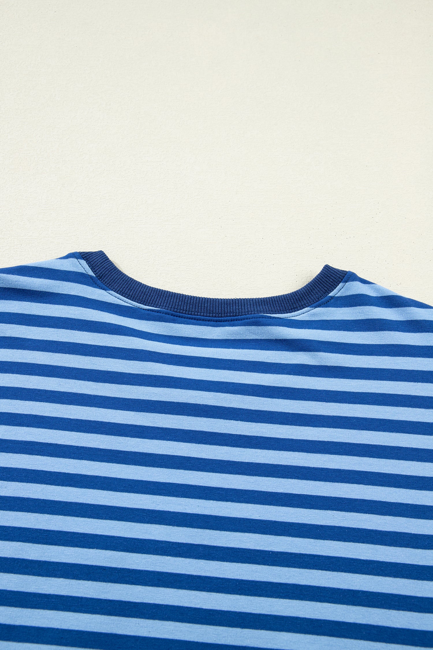 Blue Stripe Drop Shoulder Pullover & Elastic Waist Shorts Set
