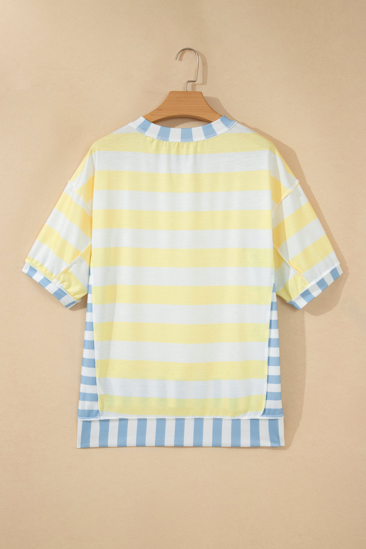 Stripe Exposed Seam Contrast Patchwork Oversized Top