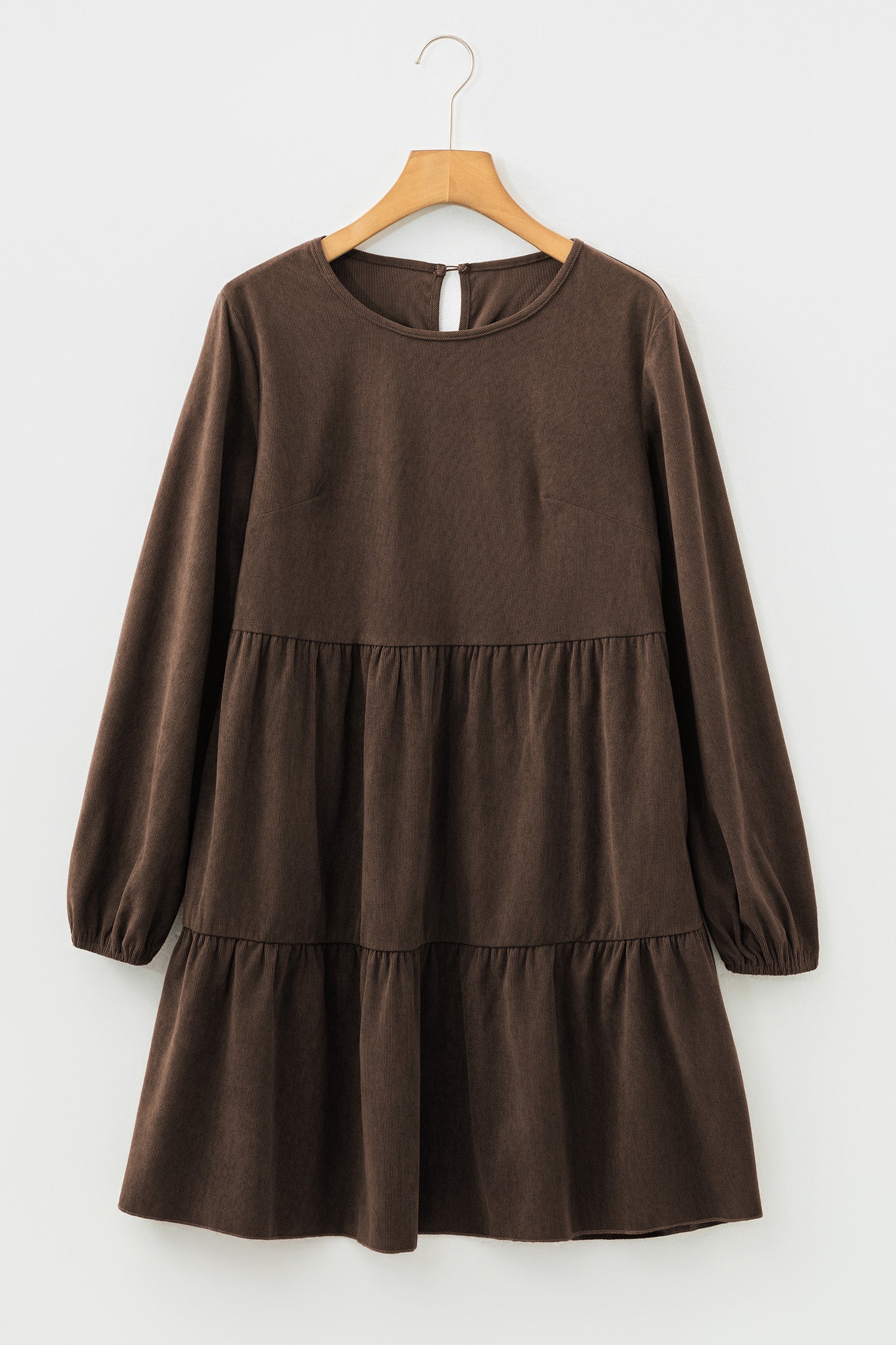 Lantern Sleeve Tiered Mini Dress | Black, Dark Brown & Mist Green | UK 8–22