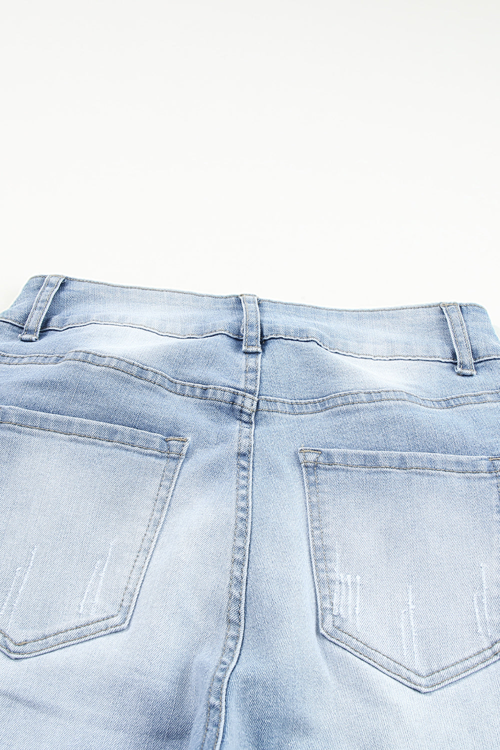 Shop Sky Blue High Waist Distressed Straight Leg Jeans UK 8-22 at LivelyLooks