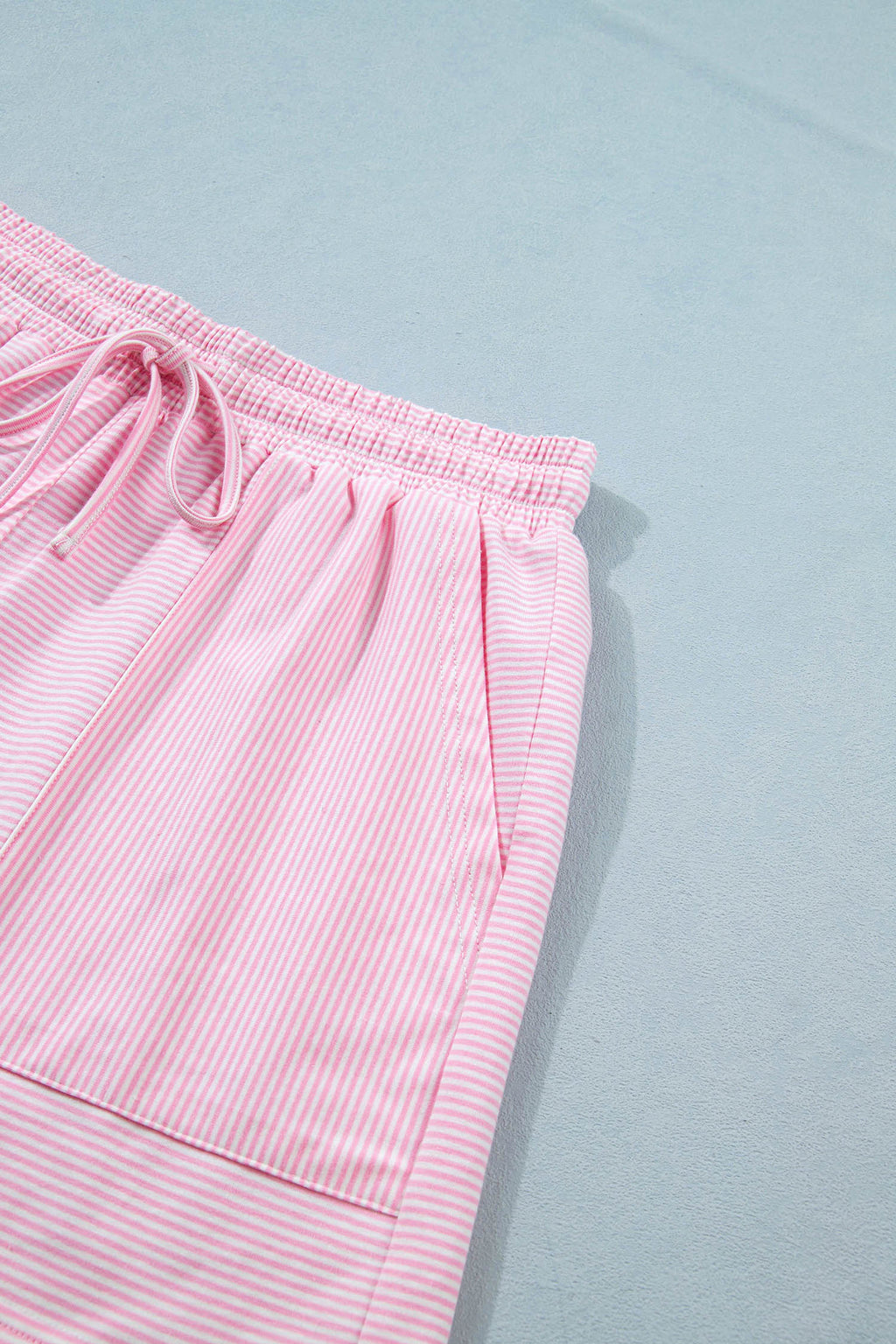 Pink Stripe Matching Oversized Tee & Drawstring Shorts Co-ord Set