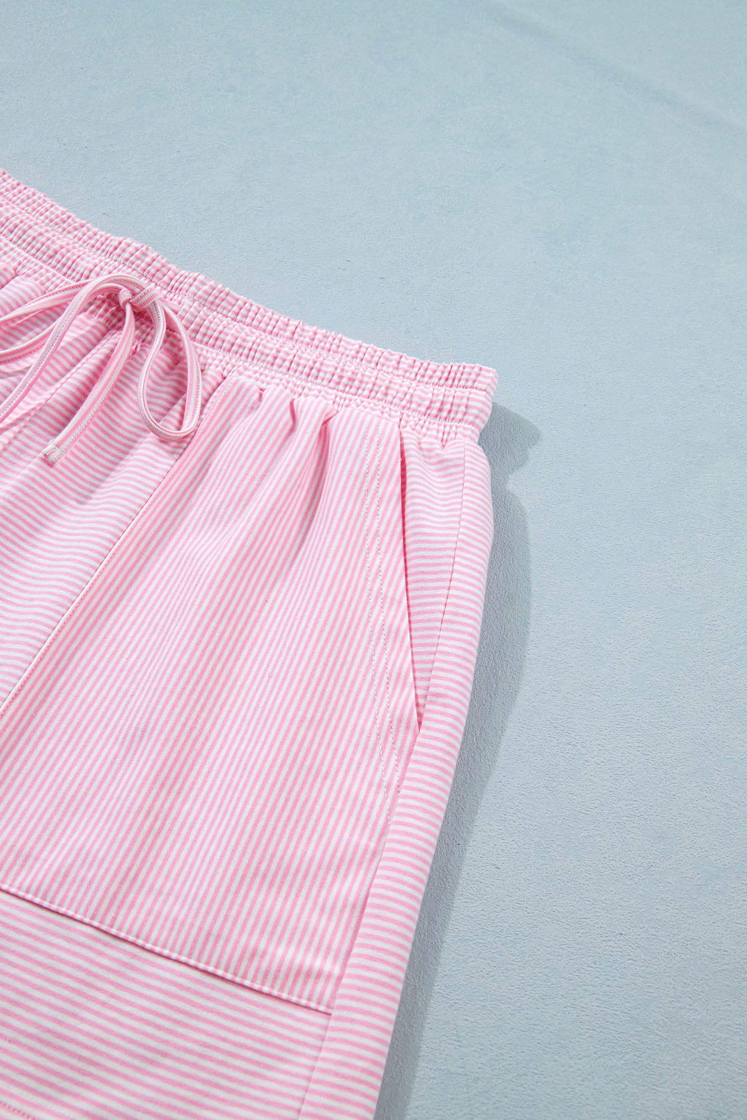 Pink Stripe Matching Oversized Tee & Drawstring Shorts Co-ord Set