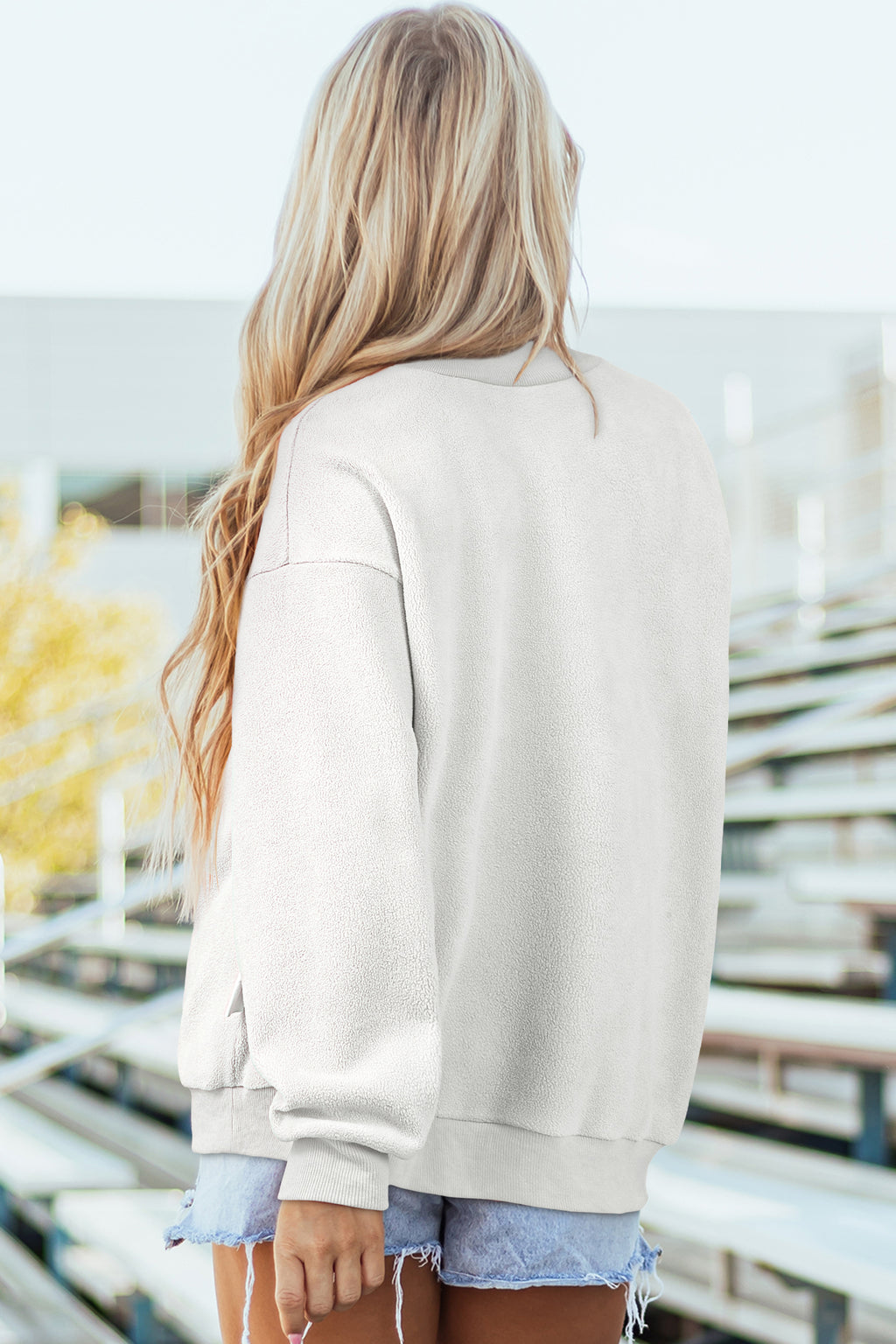Carrot Oversized Reversible Sweatshirt Drop Shoulder Mock Neck Women S-XL