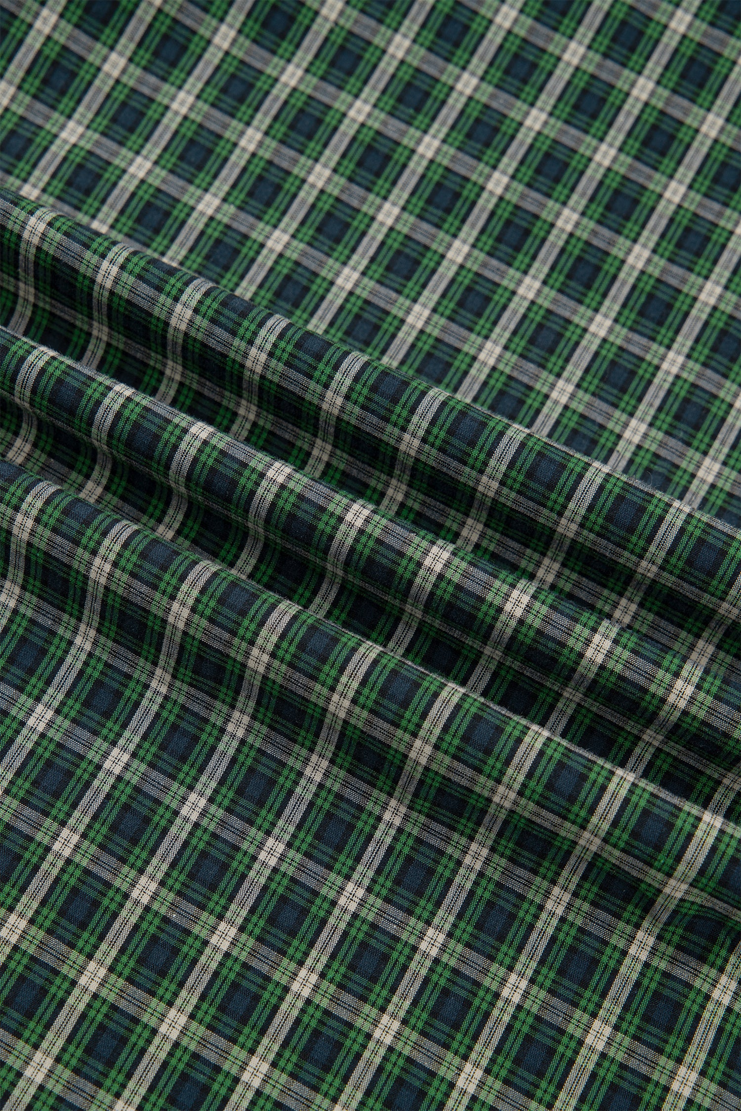 Green Plaid Square Neck Shirred Ruffle Hem Mini Dress S-XL