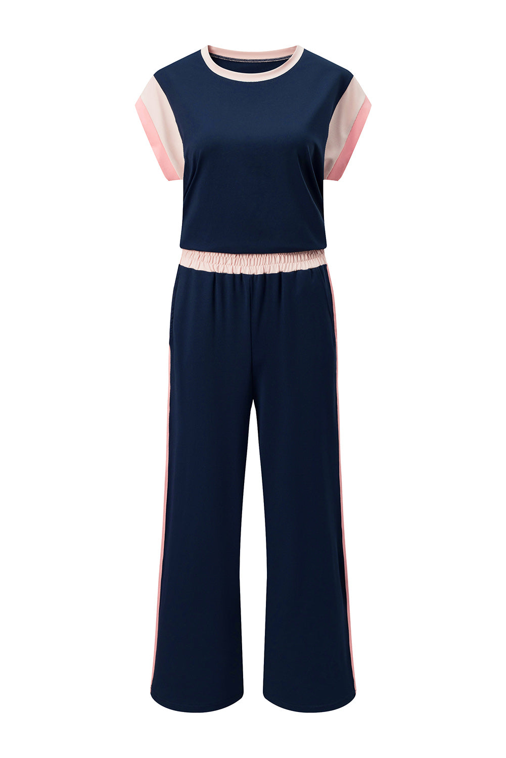 Colour Block Cap Sleeve Tee & Crop Wide Leg Trousers Set | 8 Colours