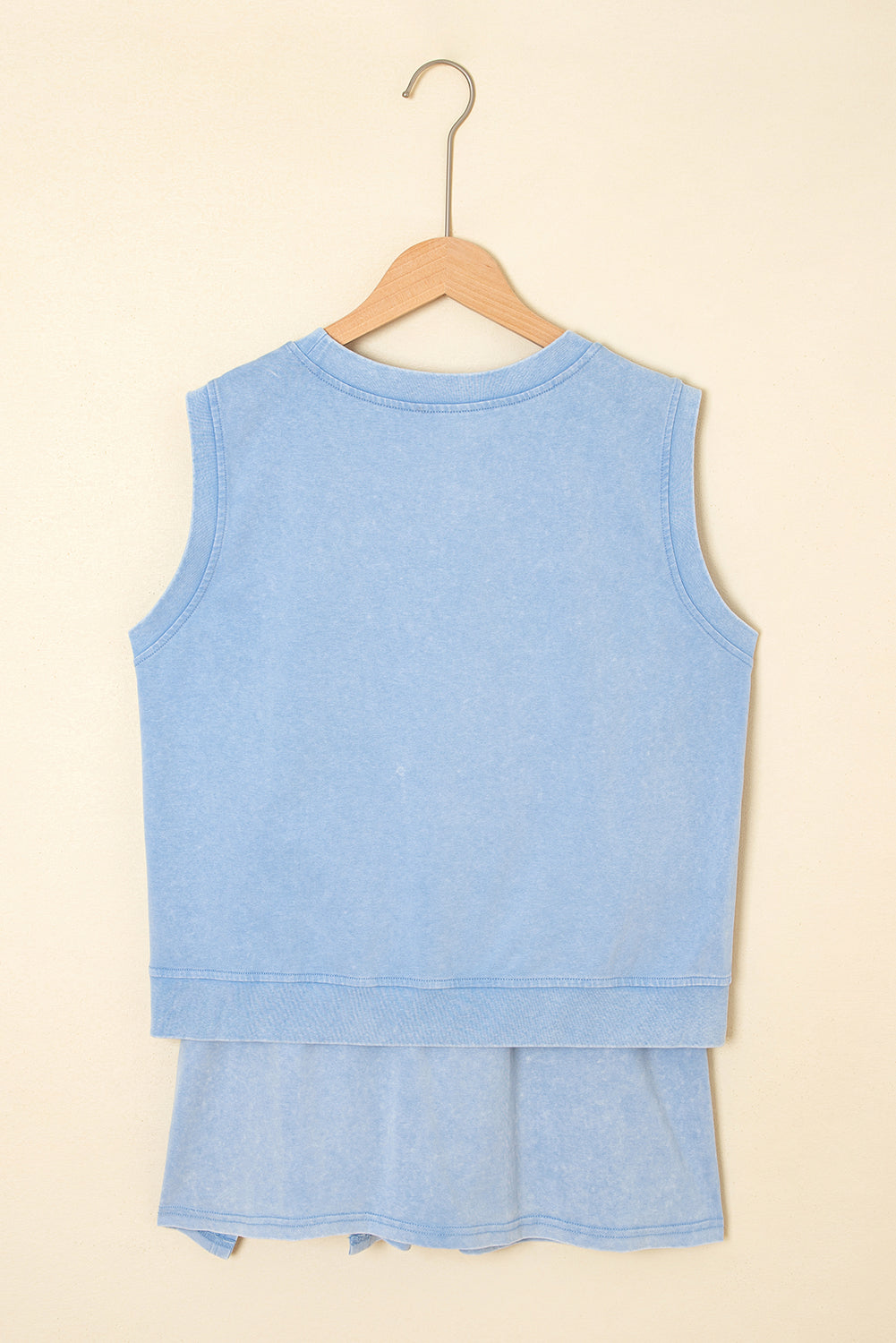 LivelyLooks Blue Mineral Wash Cotton Tank Top & Split Skirt Set | S-XL women's fashion