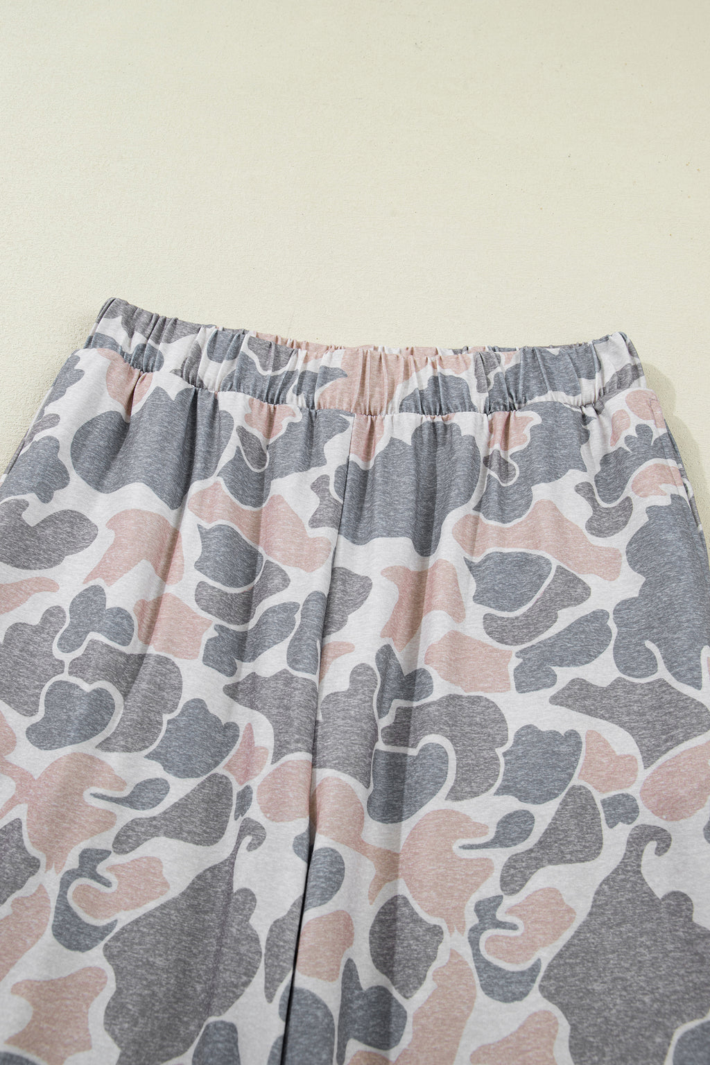 Multicolour Camouflage Short Sleeve Top & High Waist Wide Leg Pants Set | UK 8–22