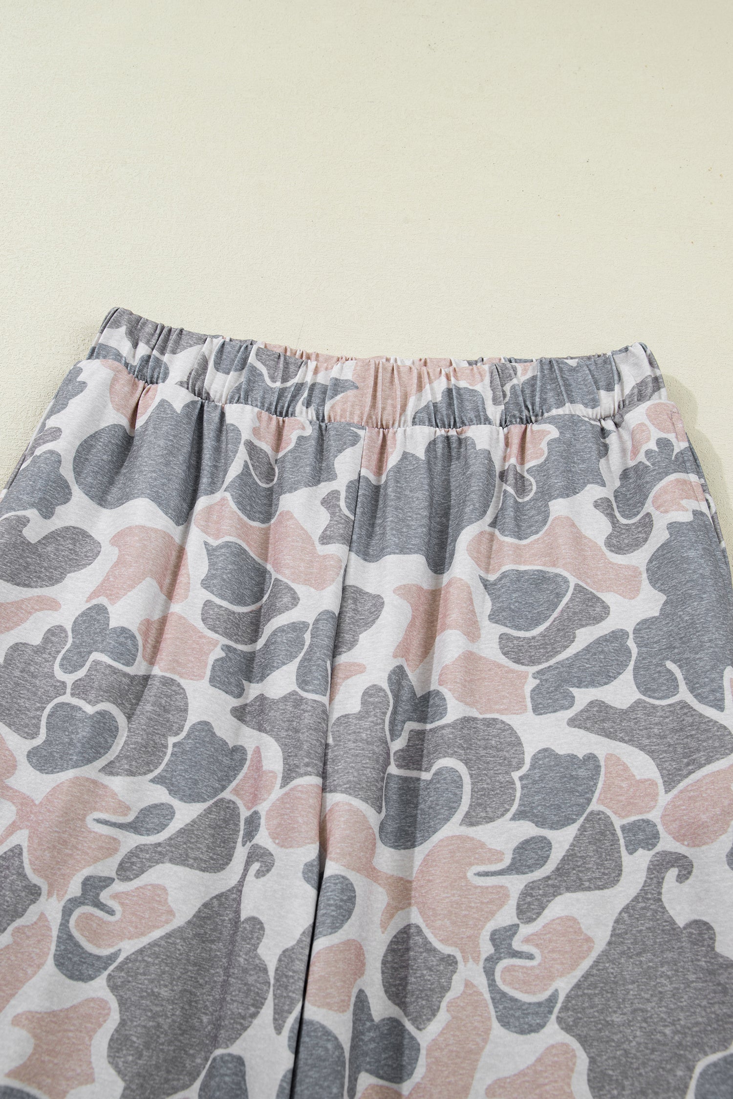 Multicolour Camouflage Short Sleeve Top & High Waist Wide Leg Pants Set | UK 8–22