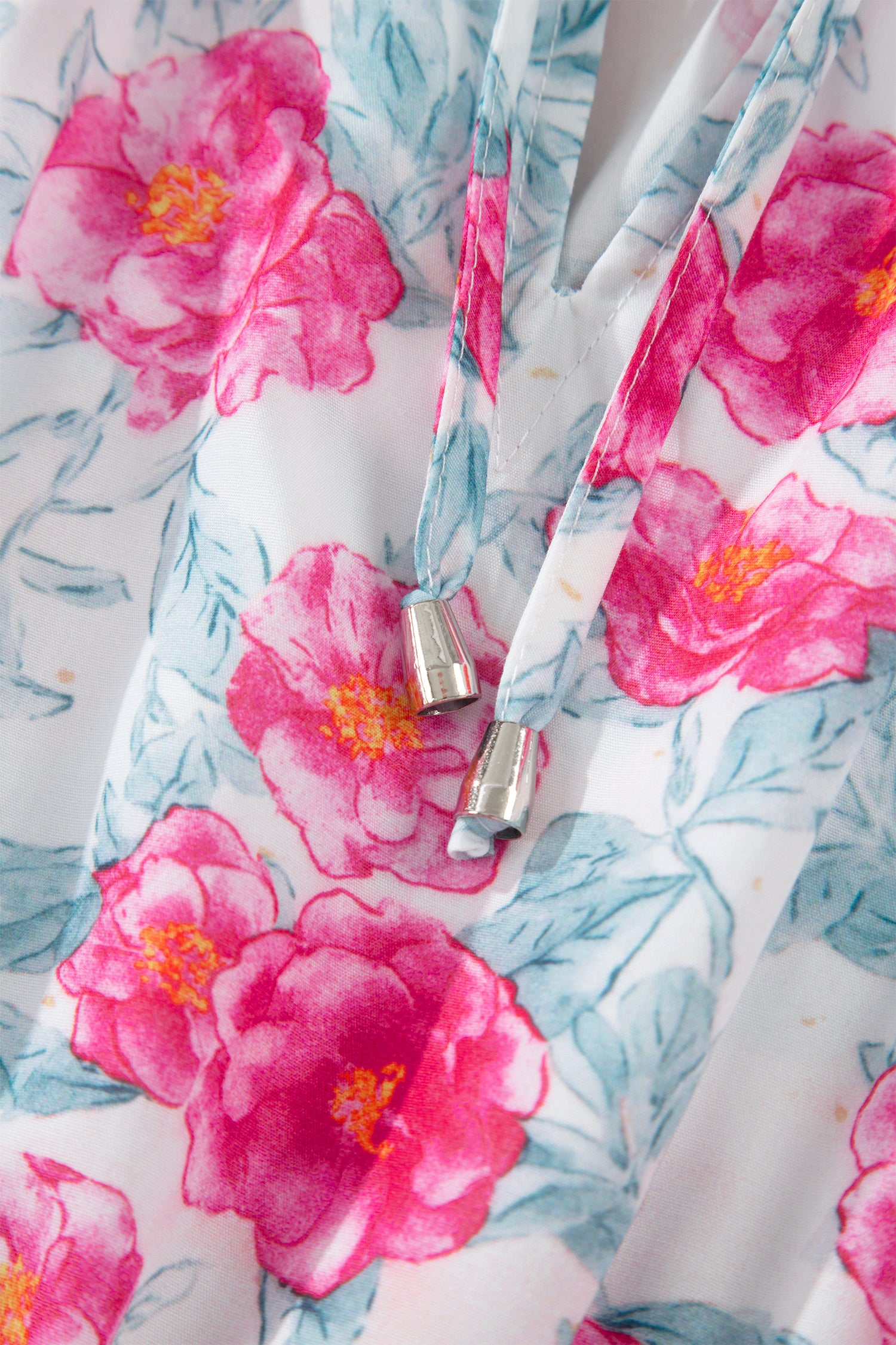 Women's Red Elegant Floral Puff Sleeve Midi Dress at LivelyLooks