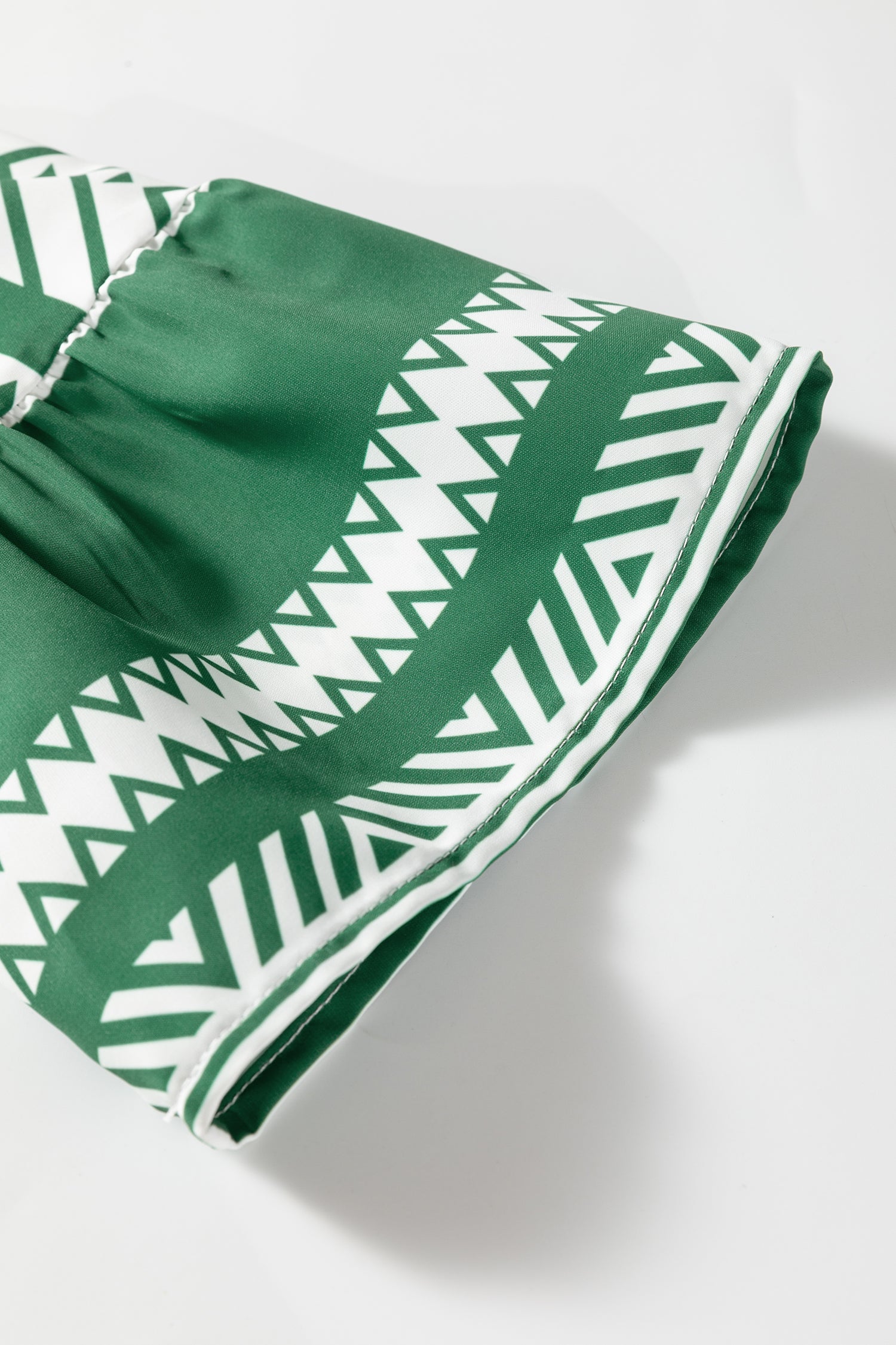 Green Boho Ethnic Print Casual Dress Half Button 3/4 Sleeve Women S-XL