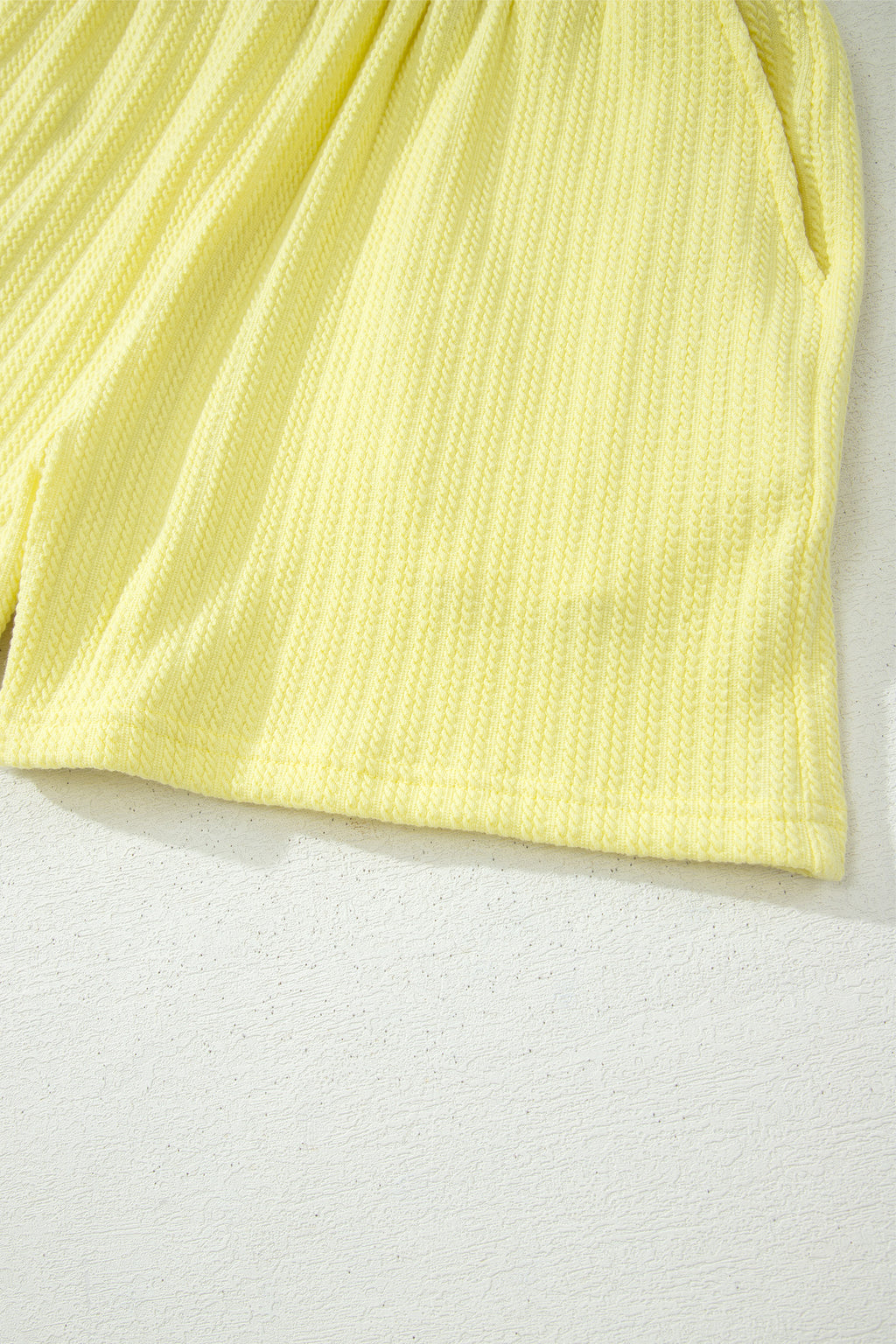 Yellow Cream Solid Textured Loose Tank & Casual Shorts Set | UK 8–22