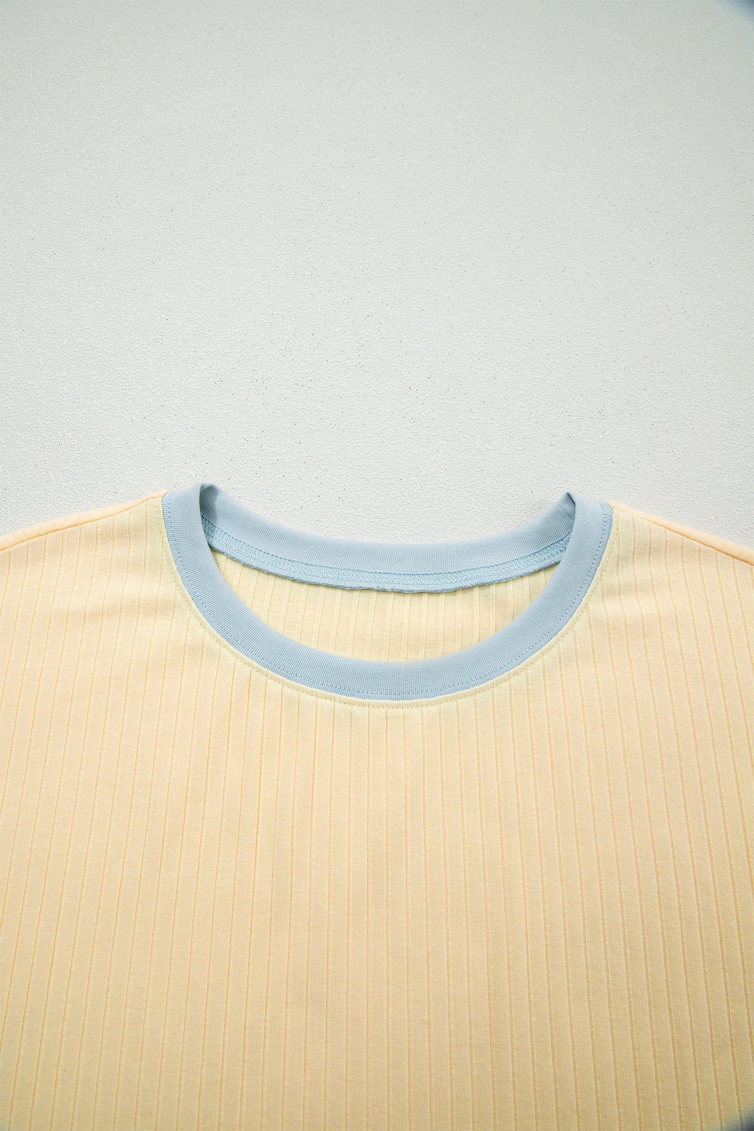 Mist Blue Ribbed Colour Block Tee & Shorts Co-ord Set